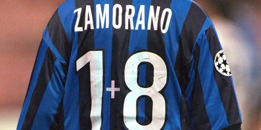 Ivan Zamorano in the no. 1+8 shirt for Inter Milan