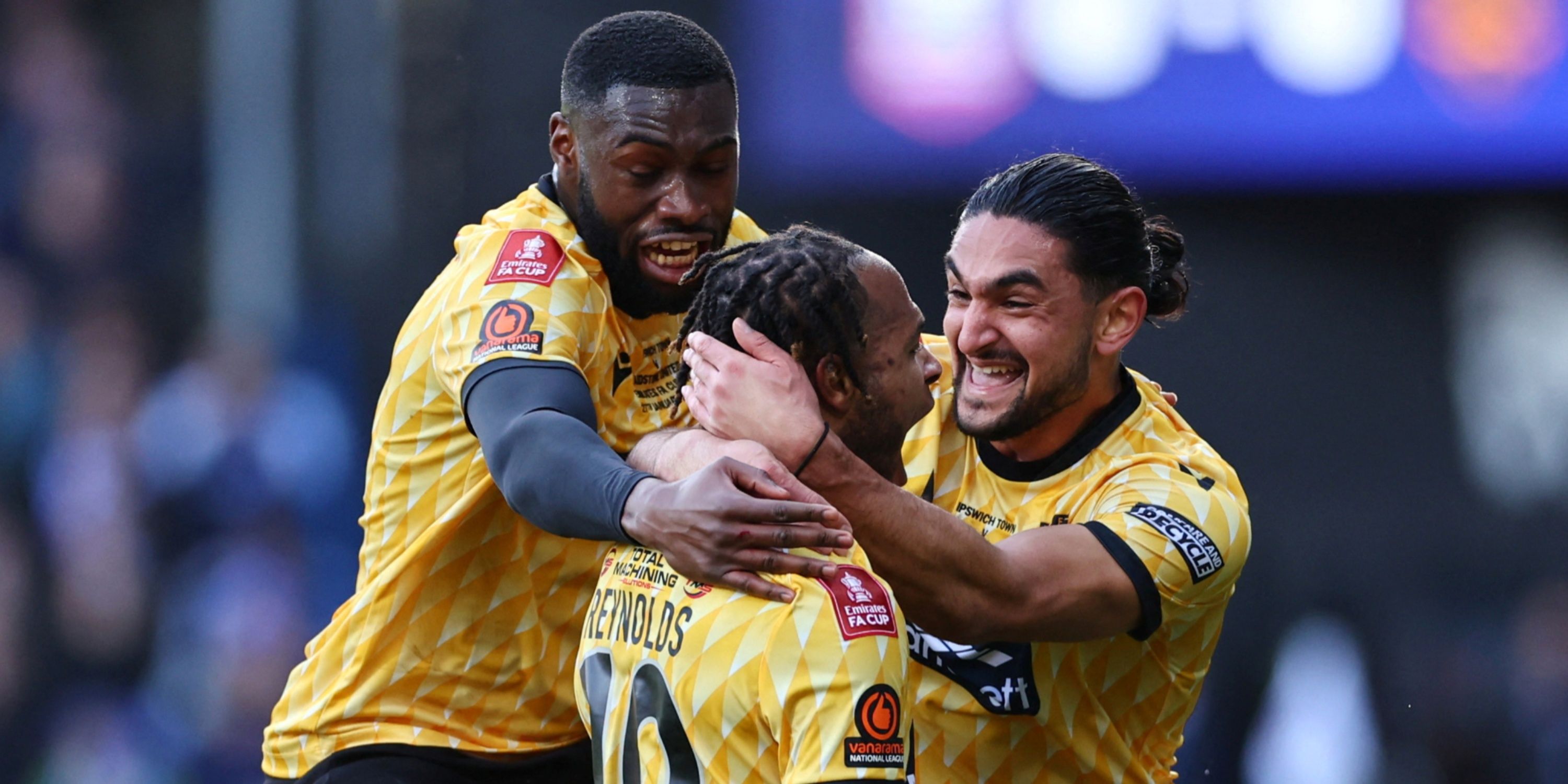 Maidstone United's Lamar Reynolds celebrates scoring their first goal vs Ipswich