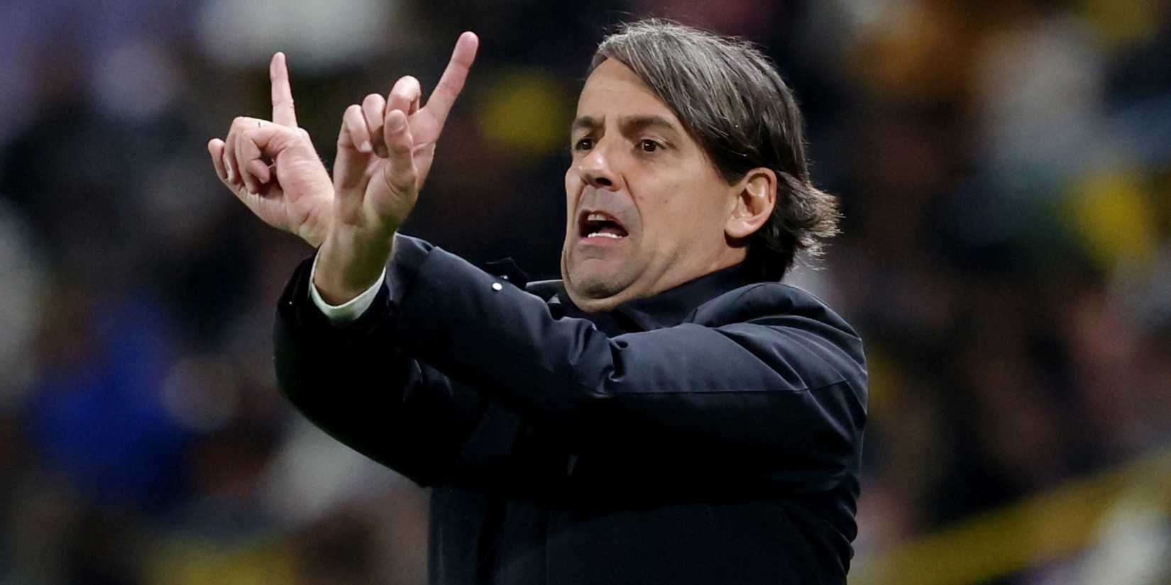 Inter Milan manager Simone Inzaghi gesticulating on the touchline
