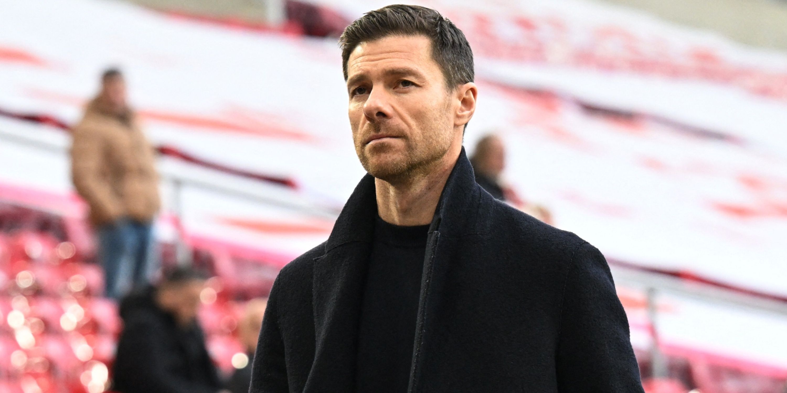 Bayer Leverkusen boss Xabi Alonso watching on from the touchline