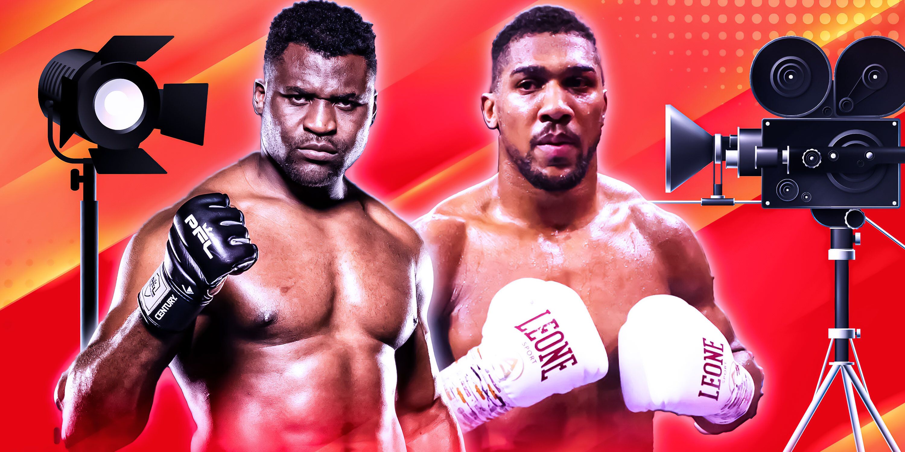 bts footage emerges of anthony joshua francis ngannou filming the fight promo