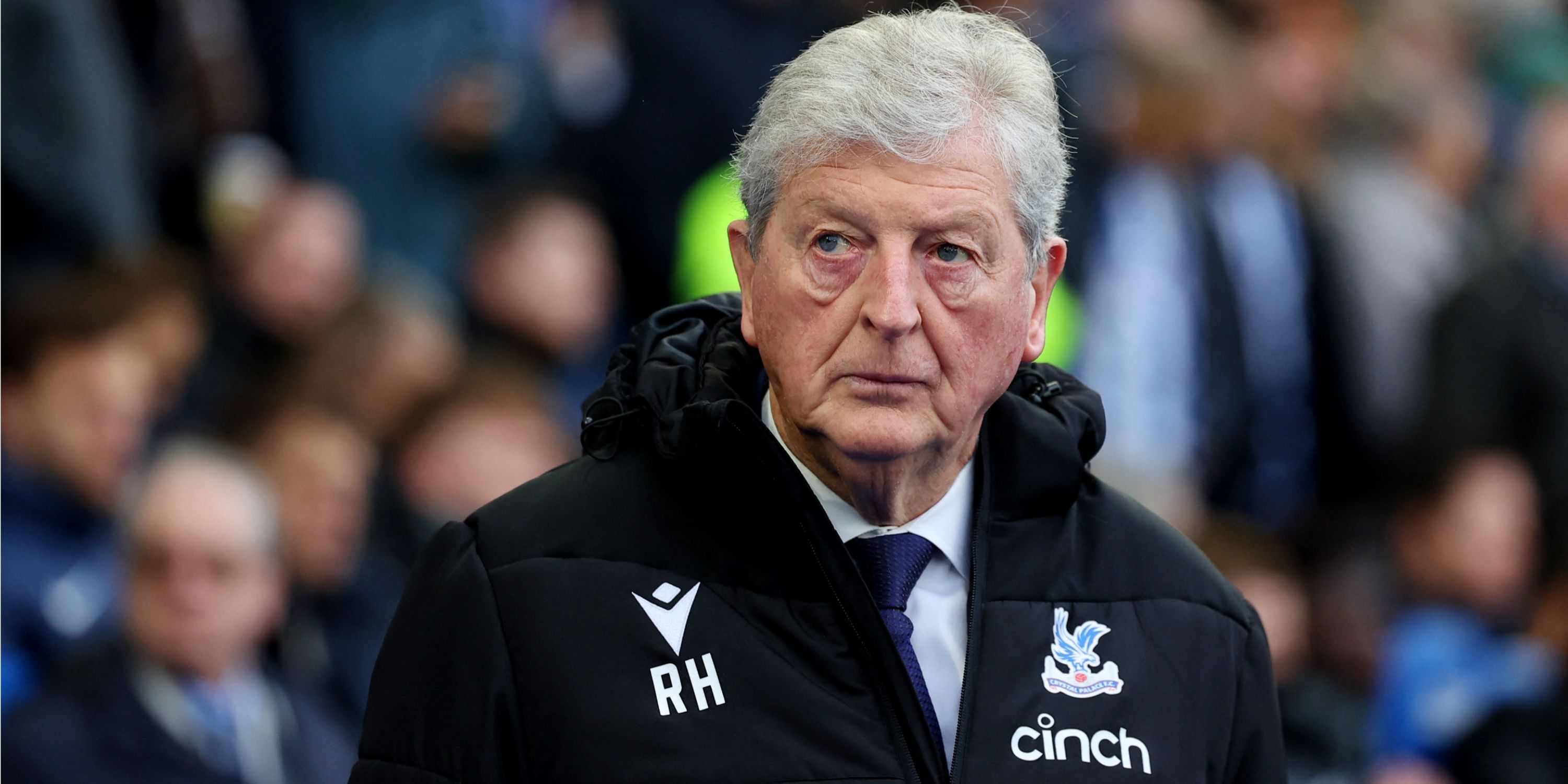 Crystal Palace manager Roy Hodgson watches on from the dugout