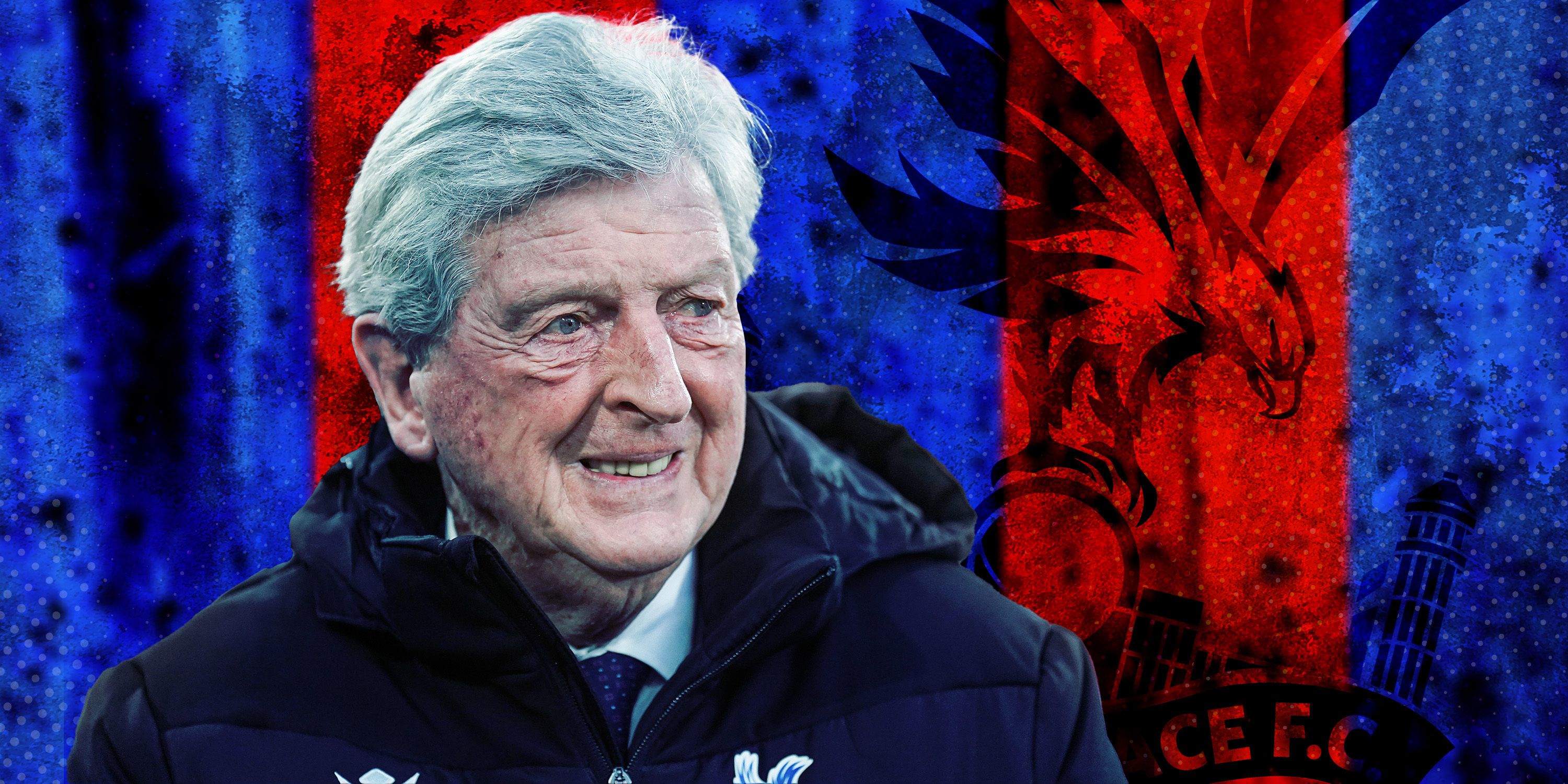 Roy Hodgson on the touchline and the Crystal Palace badge