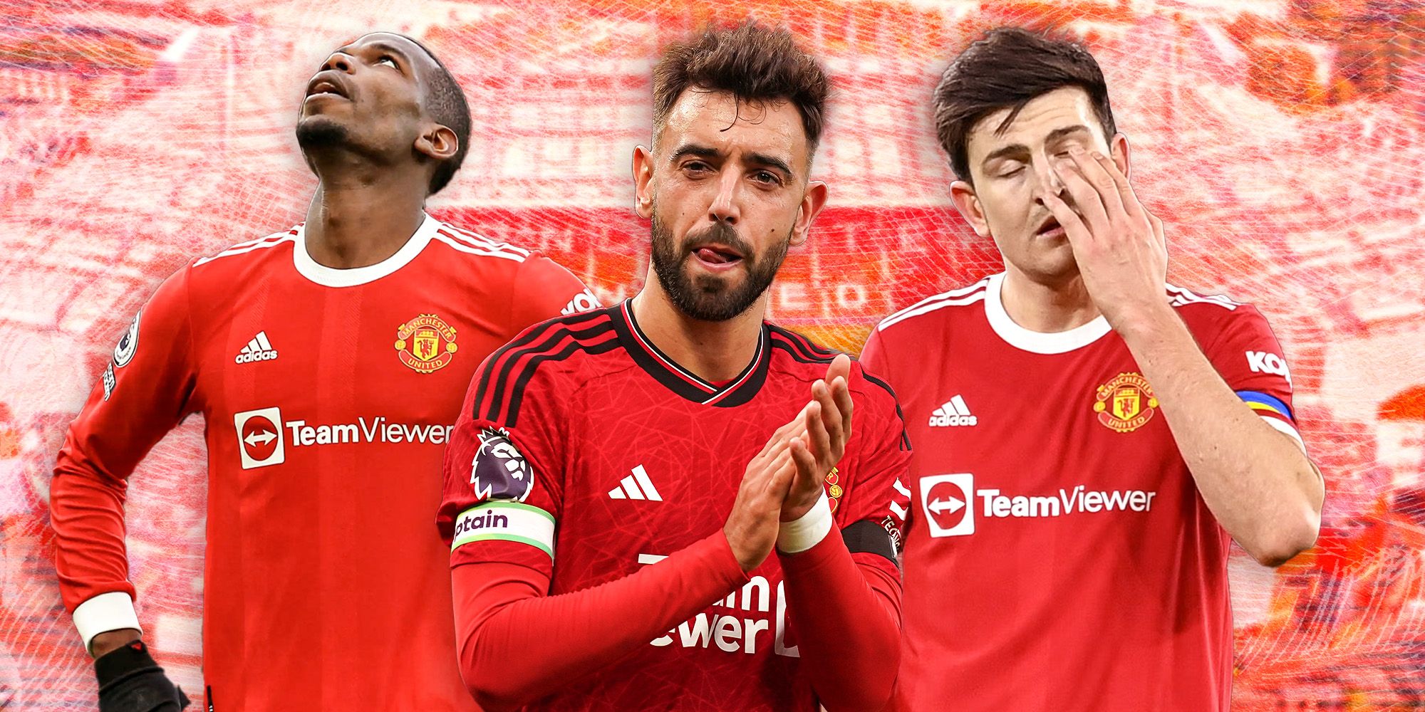 Paul Pogba, Bruno Fernandes and Harry Maguire
