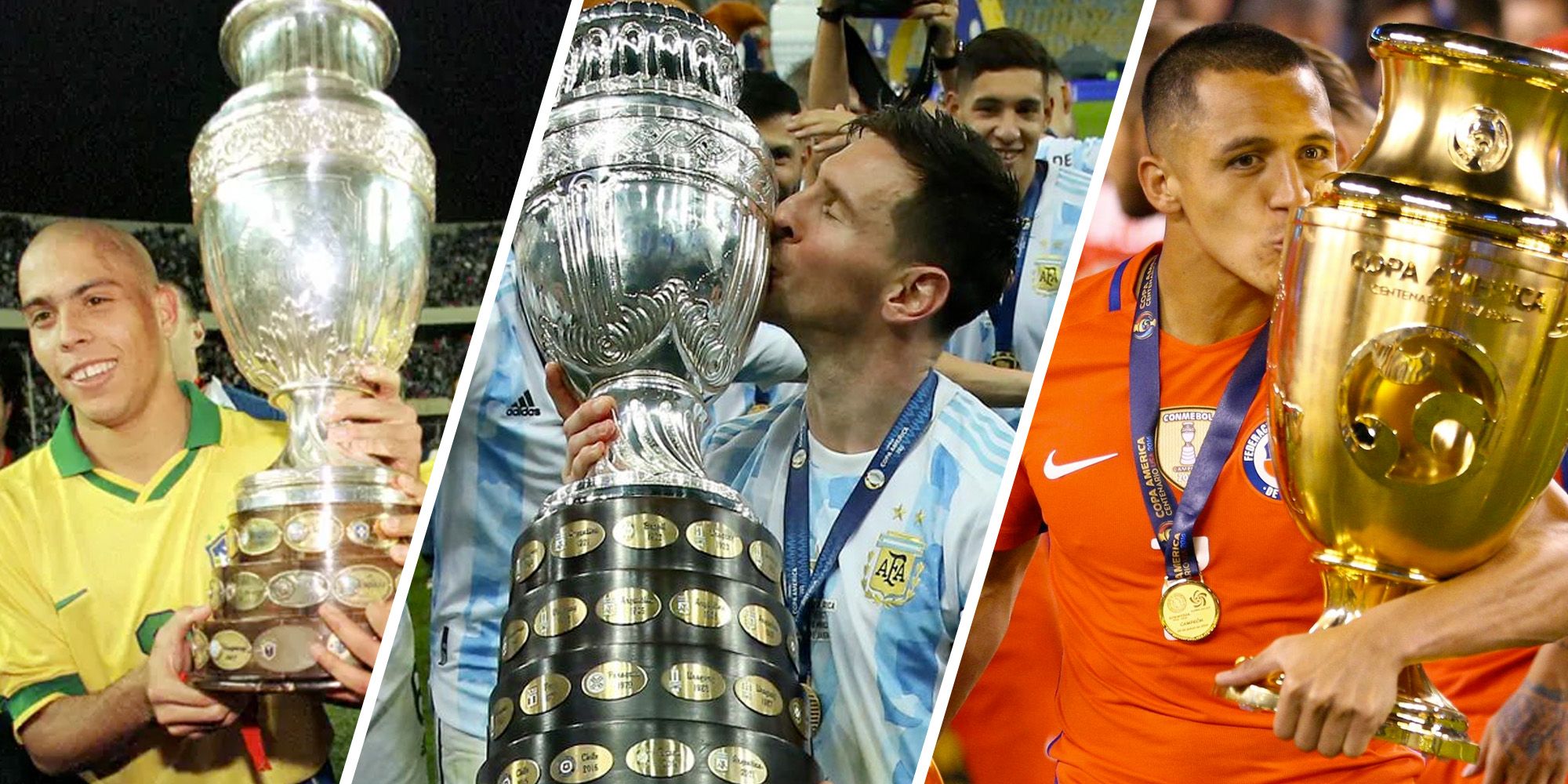 Every winner in Copa America history featuring Brazil's Ronaldo, Argentina's Lionel Messi and Chile's Alexis Sanchez