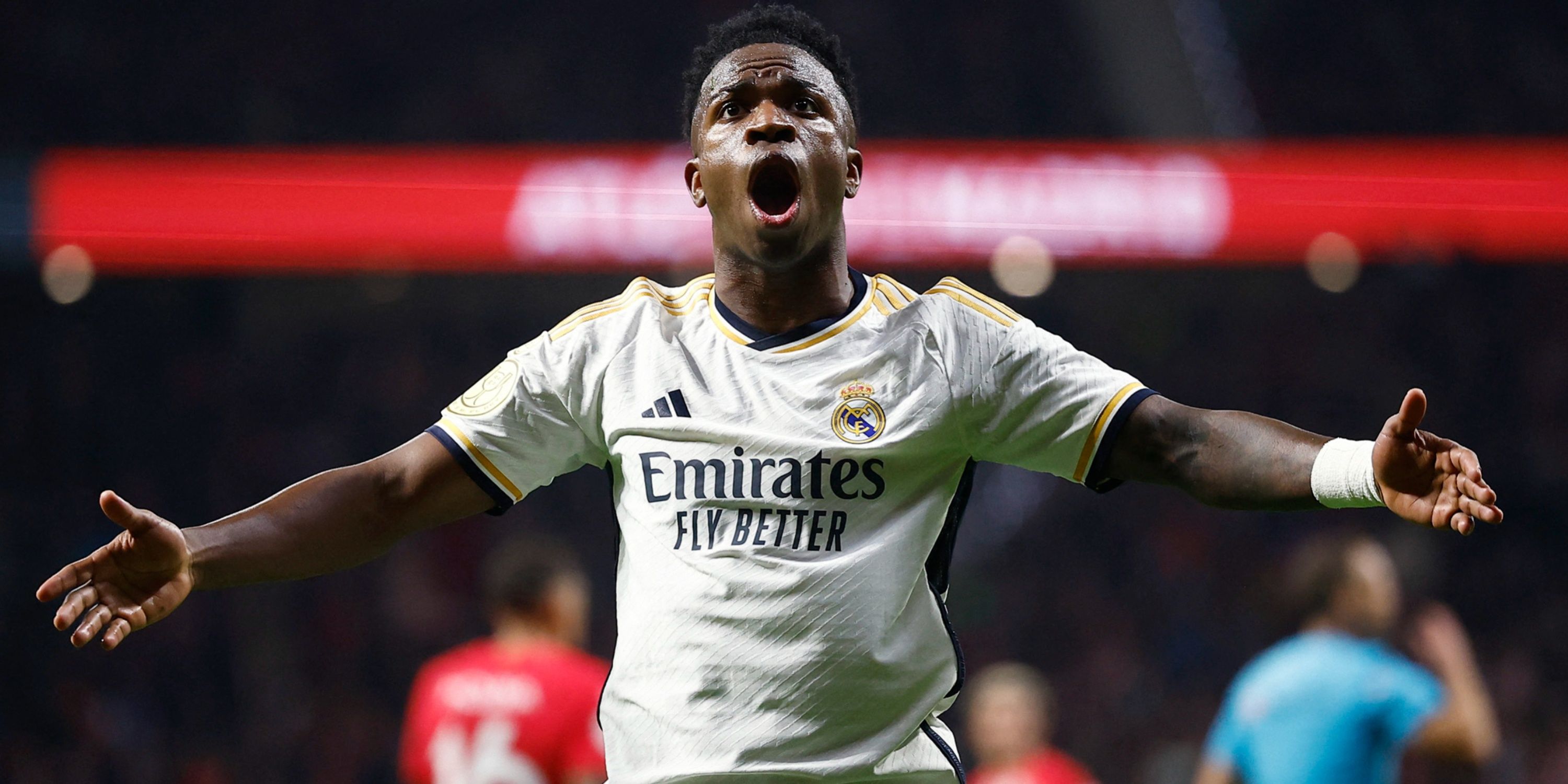 Vinicius Jr celebrates a Real Madrid goal