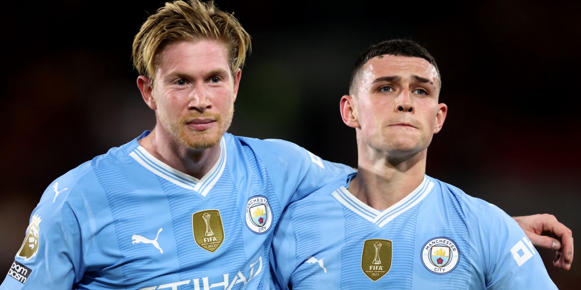 Manchester City's Kevin De Bruyne and Phil Foden