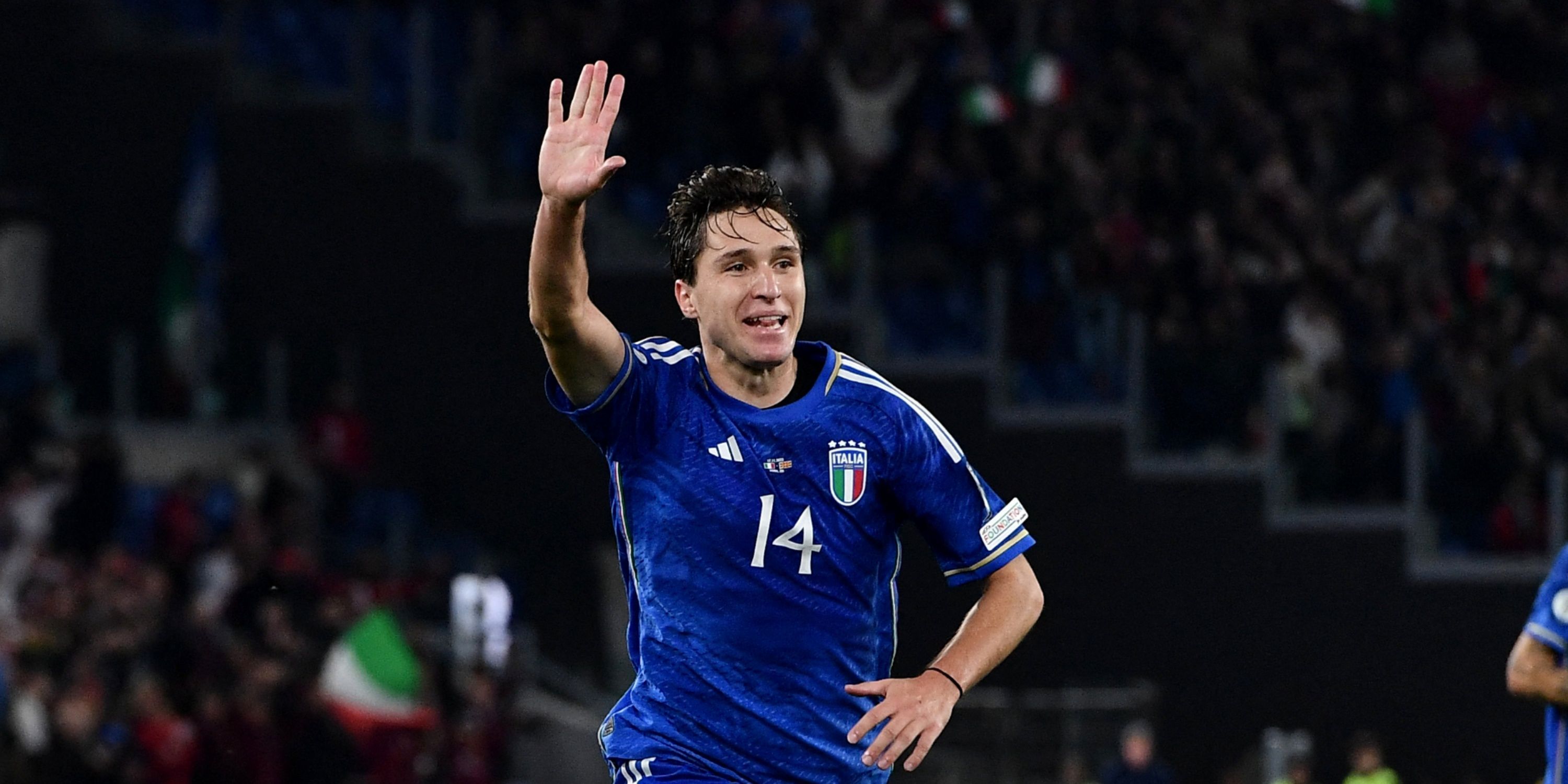 Italy winger Federico Chiesa celebrating