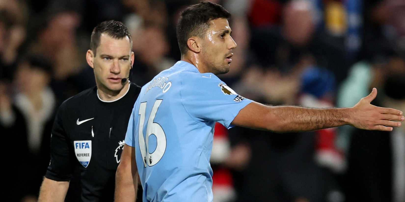  Manchester City's Rodri after Neal Maupay's goal