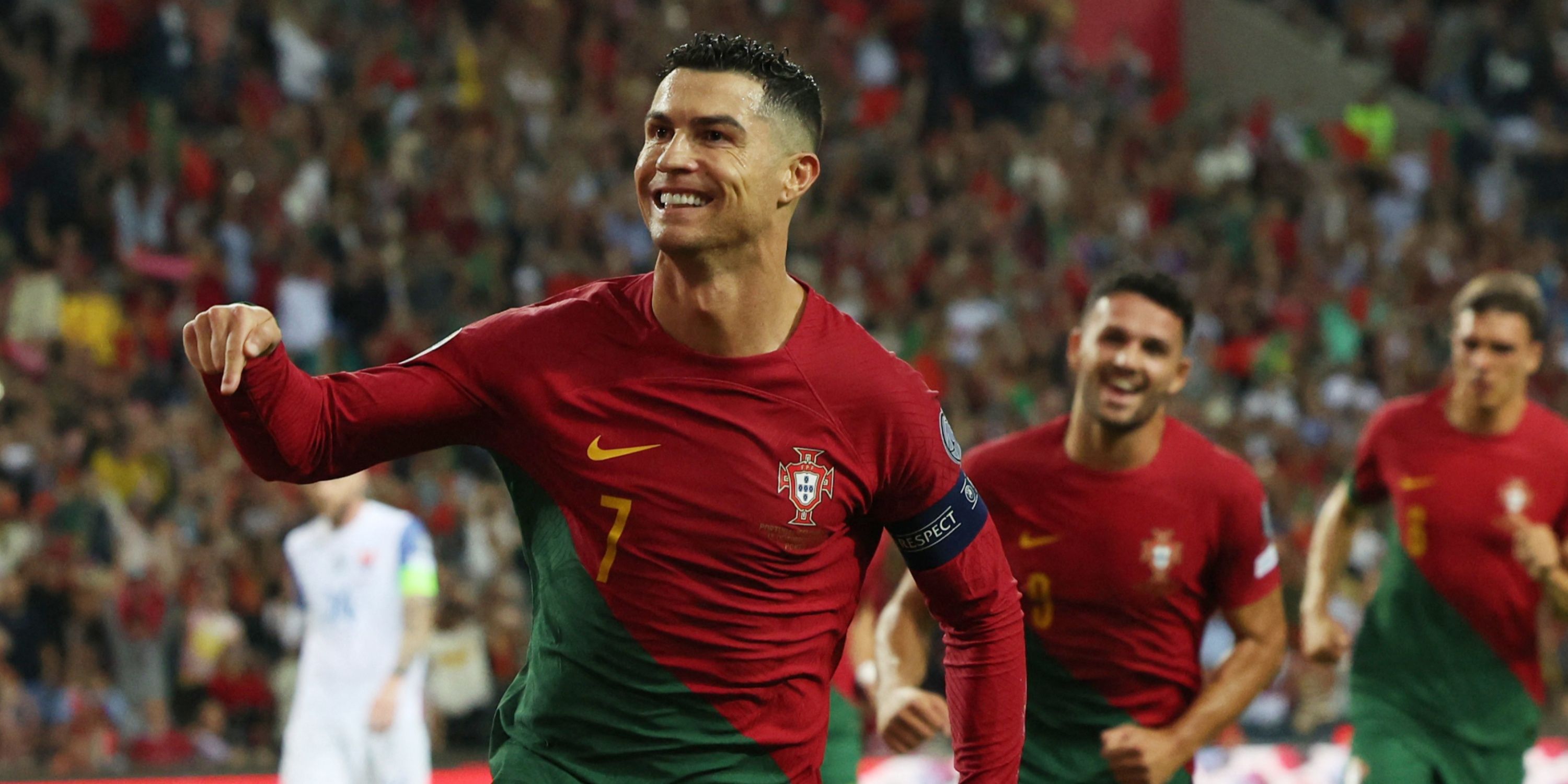 Ronaldo celebrates scoring for Portugal