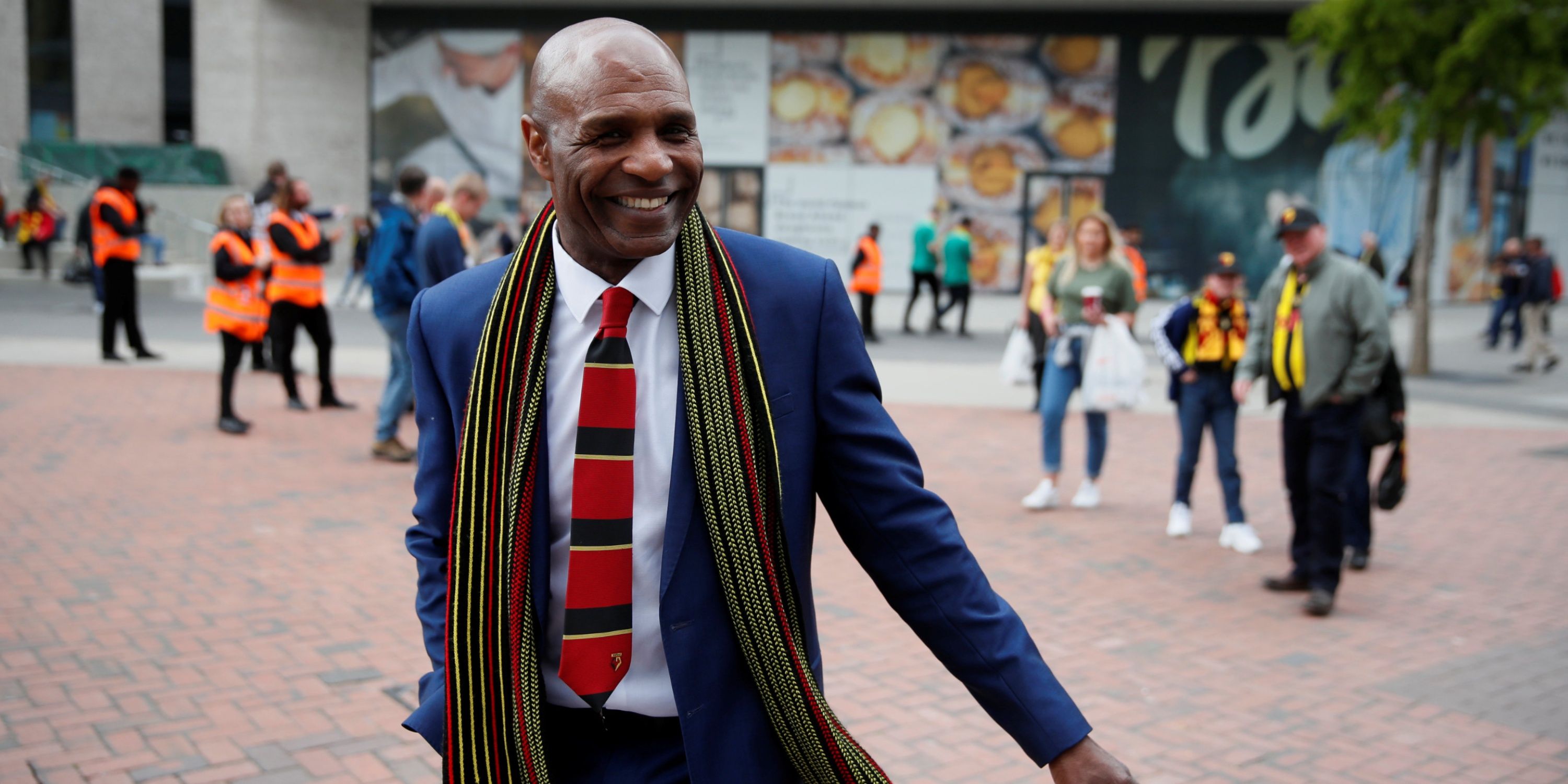 Luther Blissett spotted ahead of the FA Cup final in 2019