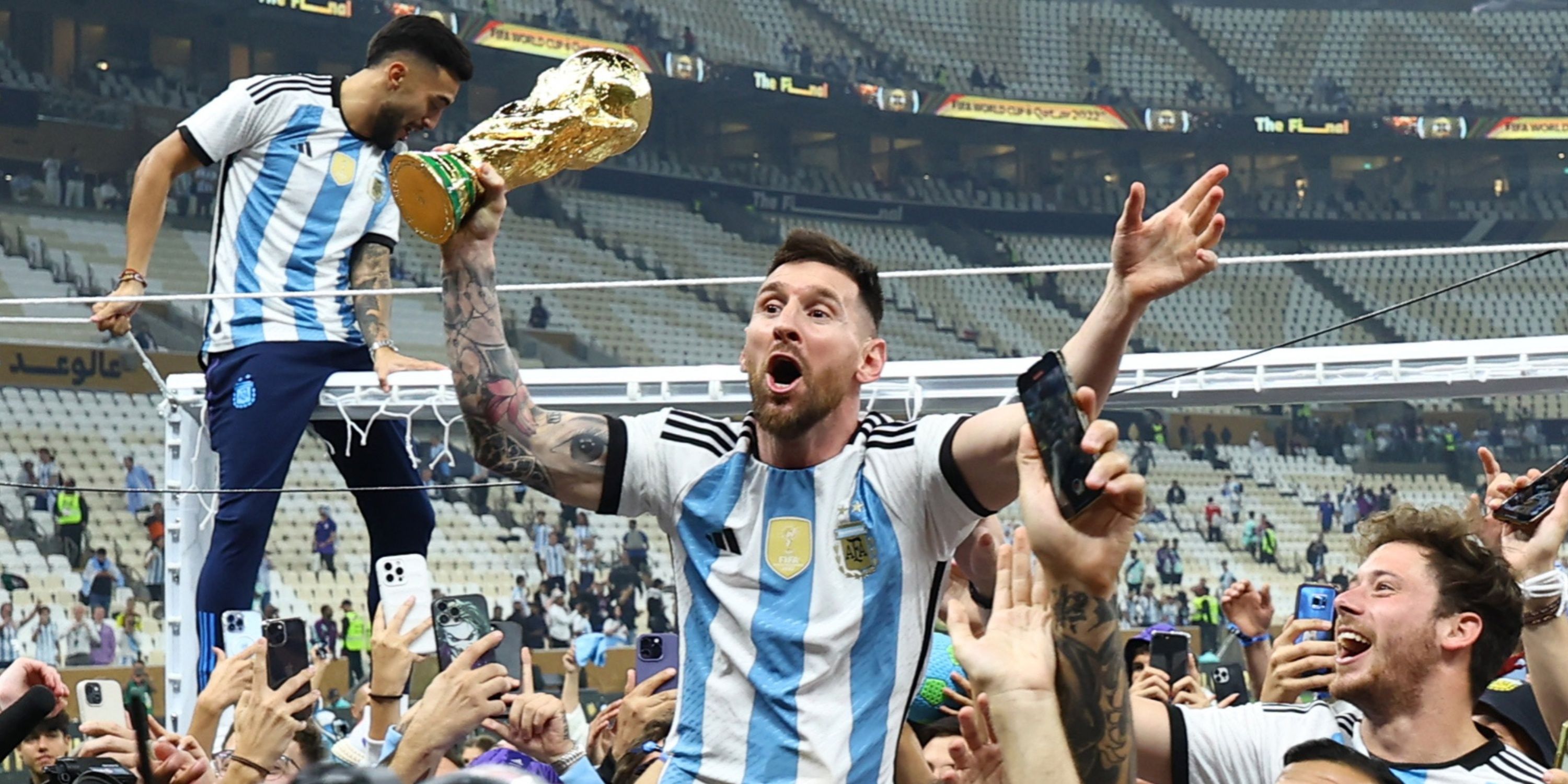 Lionel Messi celebrates the World Cup