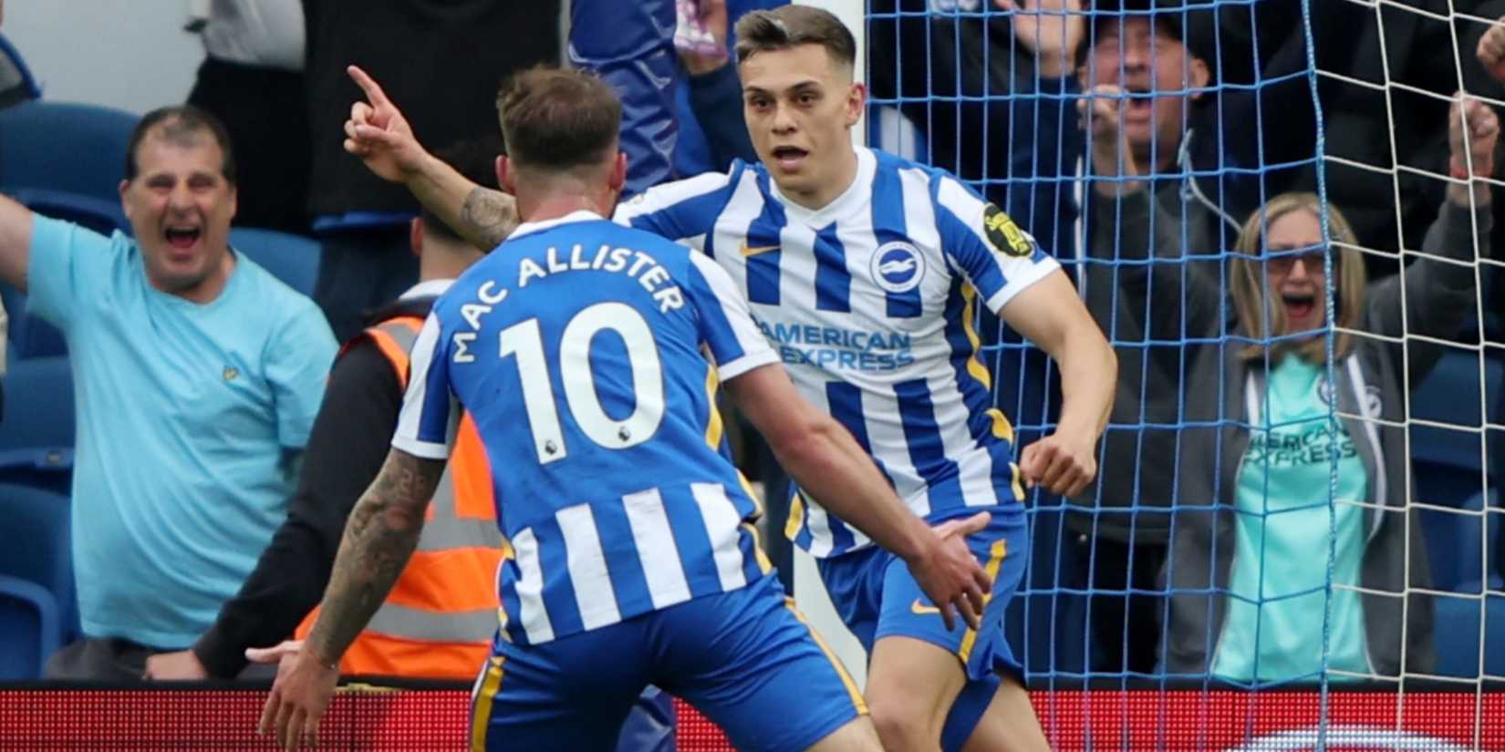 Leandro Trossard and Alexis Mac Allister celebrating for Brighton