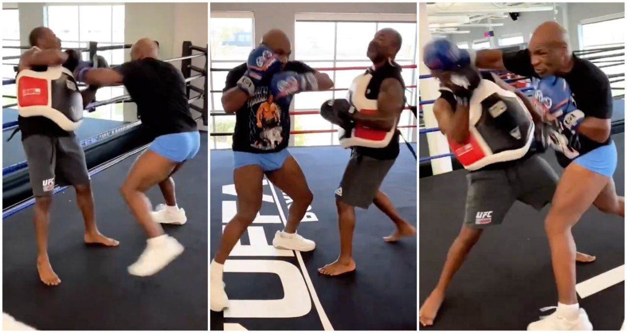 Mike Tyson, aged 57, shows off ferocious punch power on pads