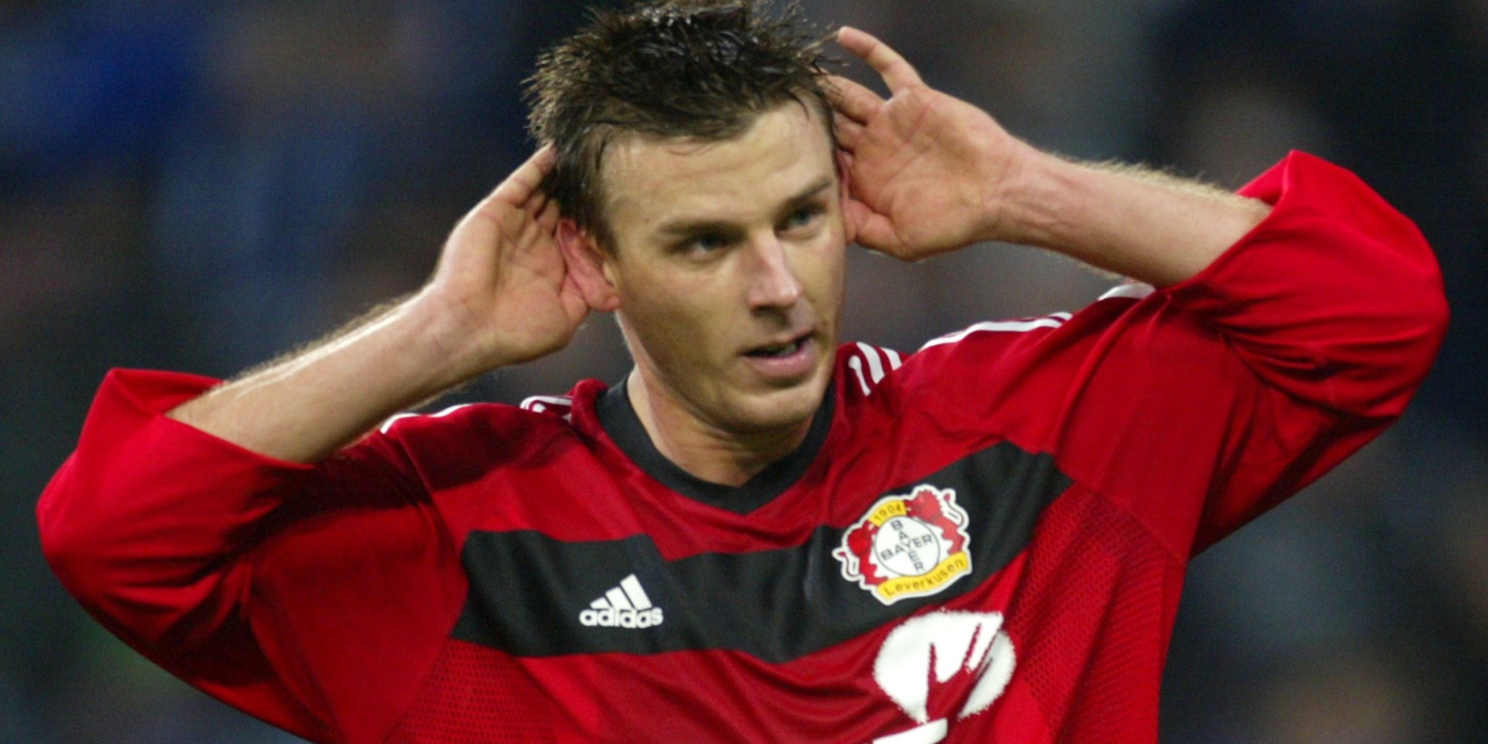 Bernd Schneider celebrating for Bayer Leverkusen