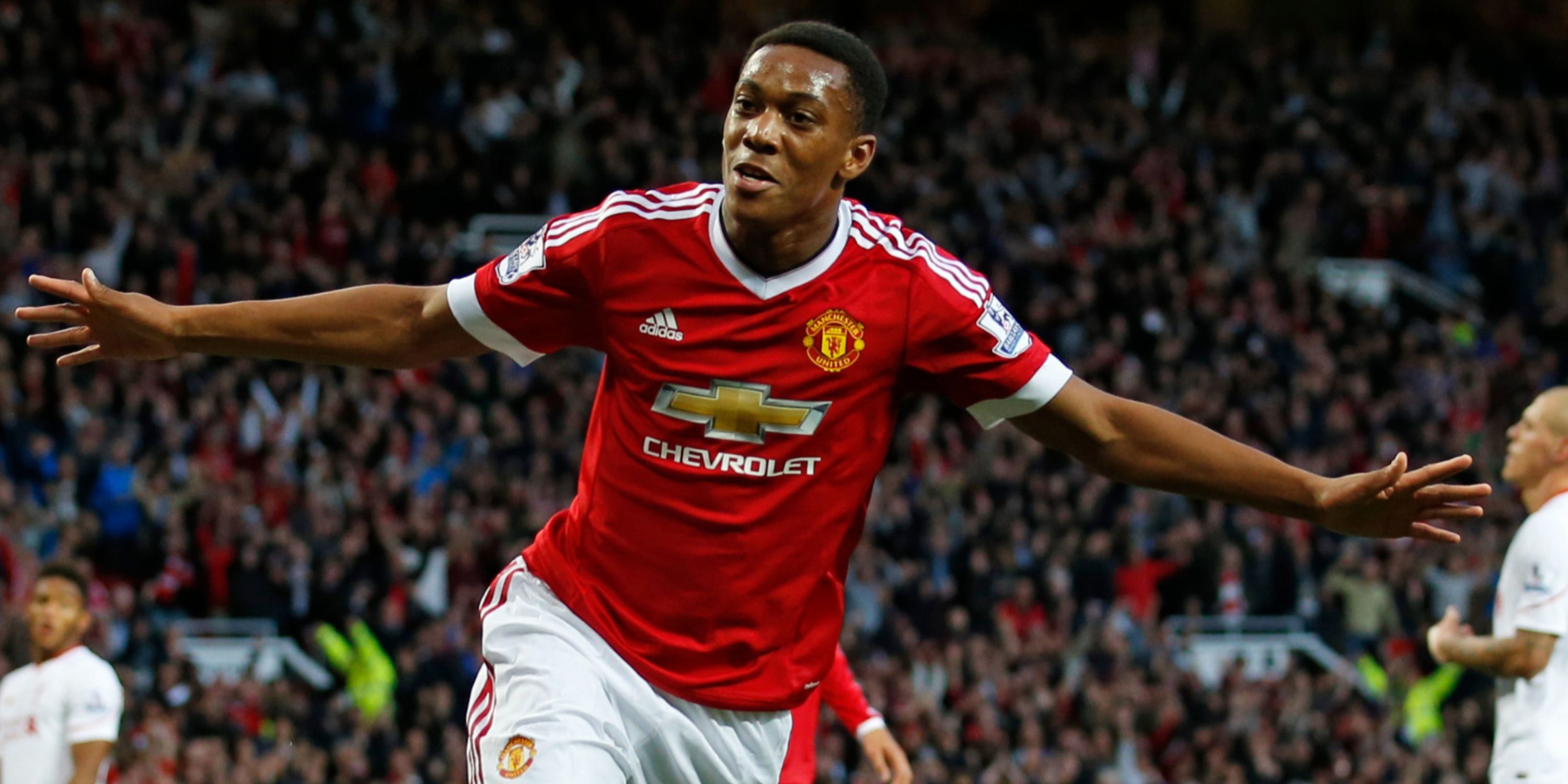 Anthony Martial celebrates for Manchester United.