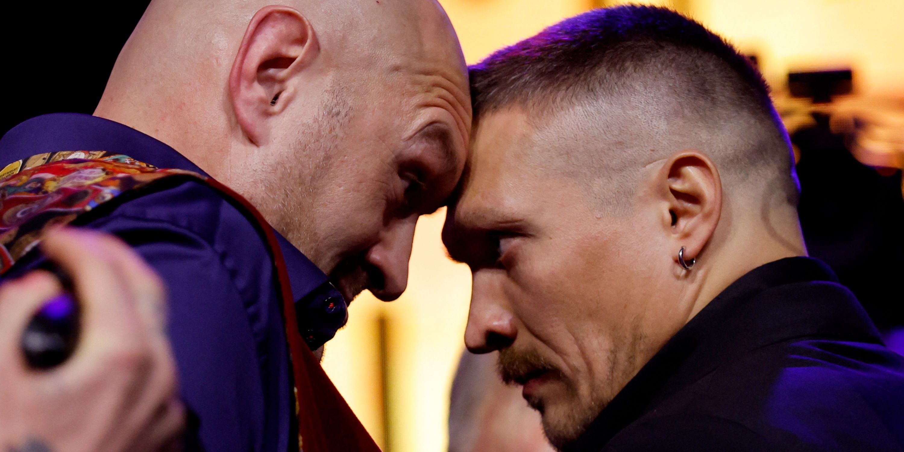 Tyson Fury face-off with Oleksandr Usyk