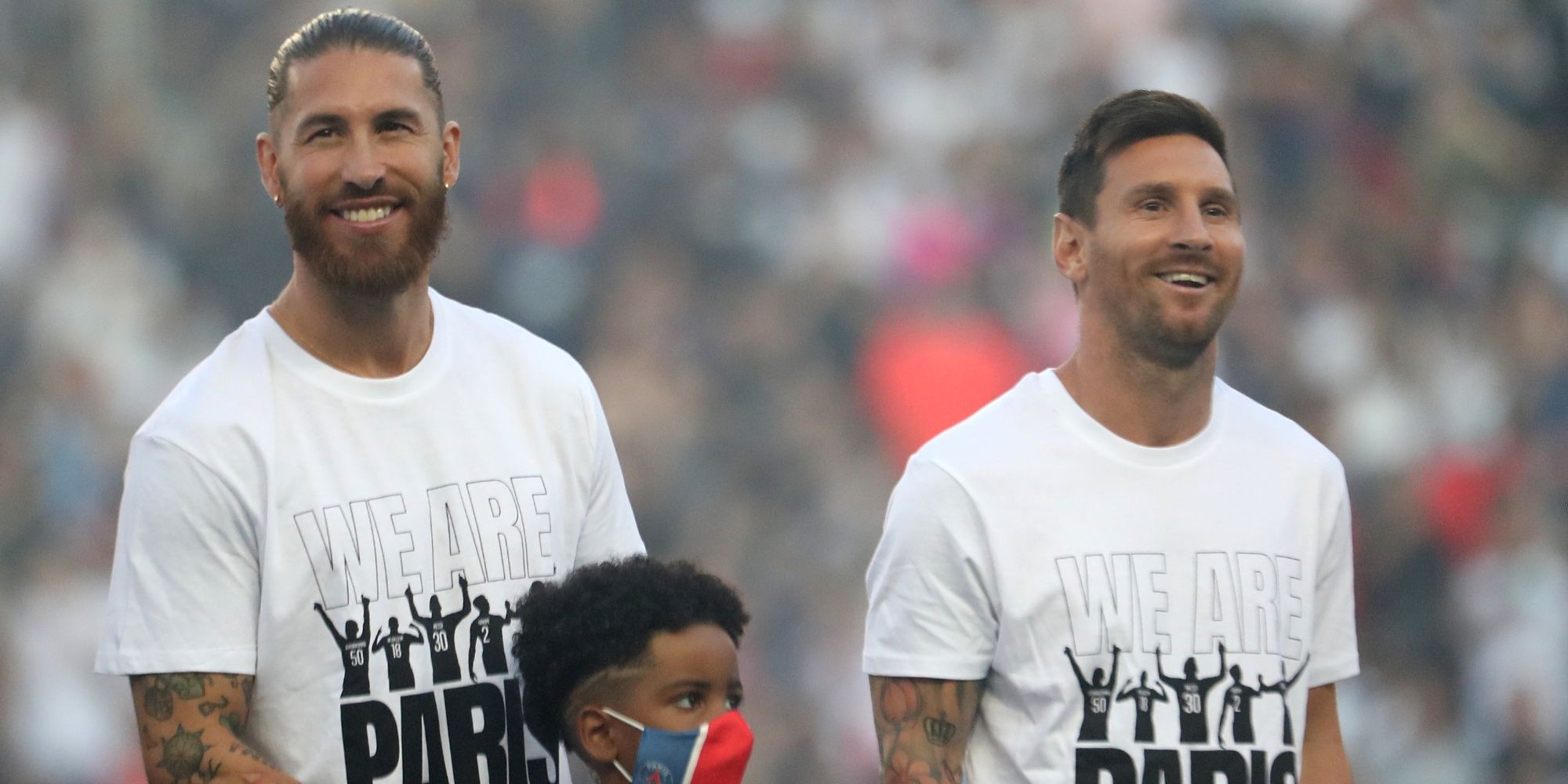 Sergio Ramos and Lionel Messi before the match