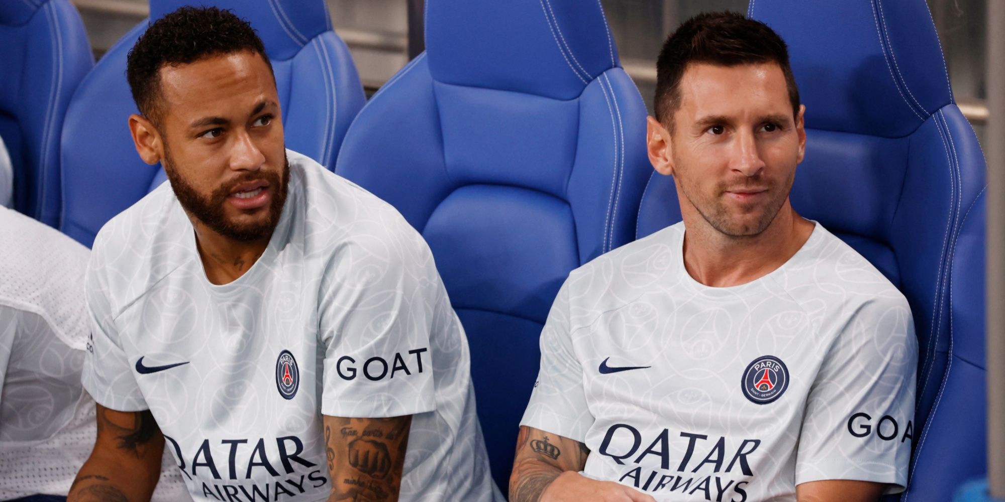 Neymar and Lionel Messi on the bench for PSG