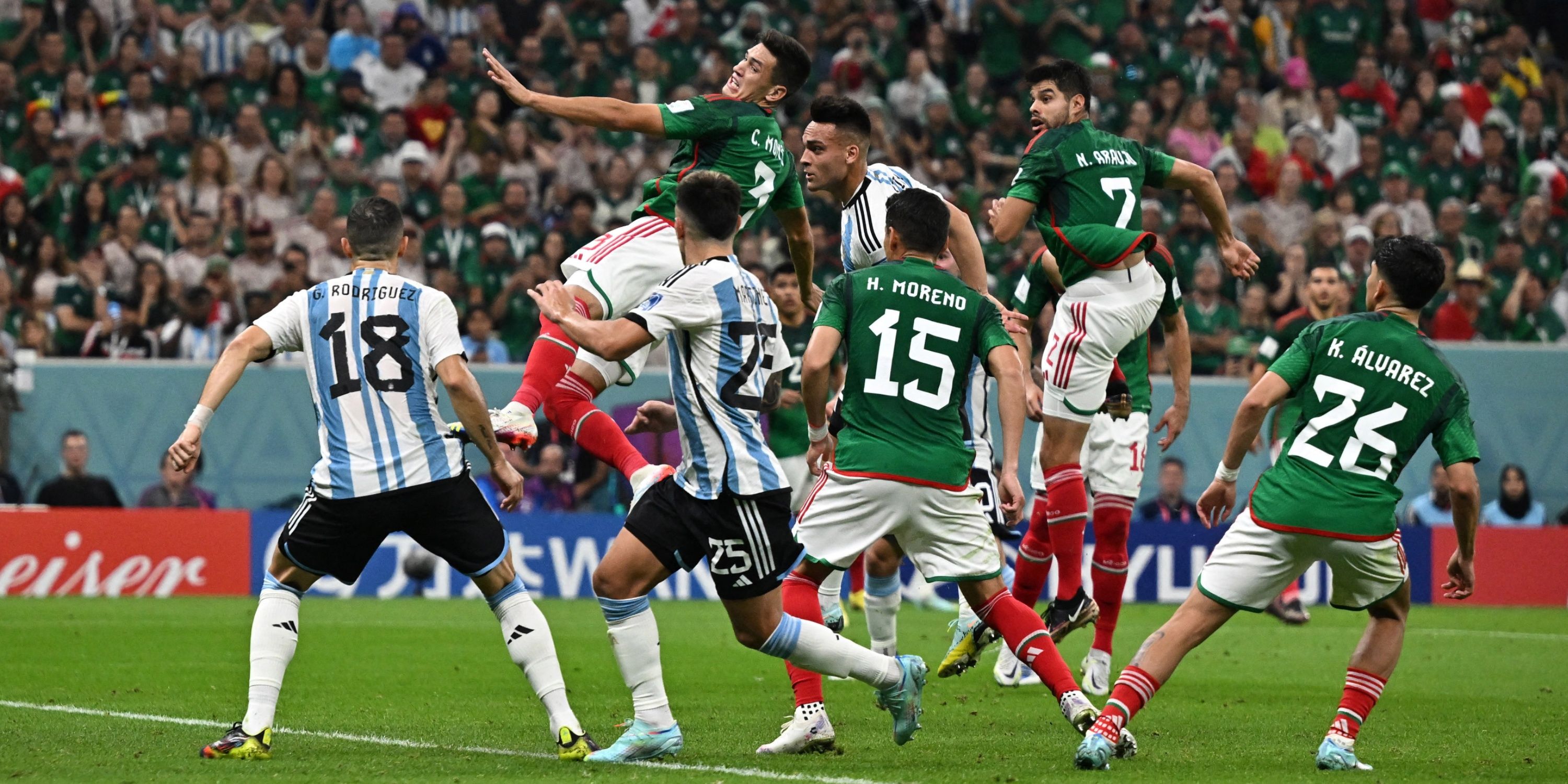 Mexico vs Argentina players at the 2022 World Cup