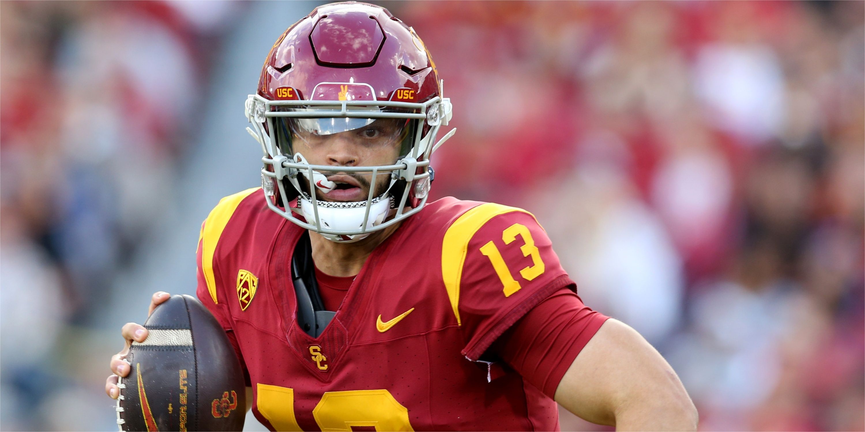 Caleb Williams drops back to pass for USC 
