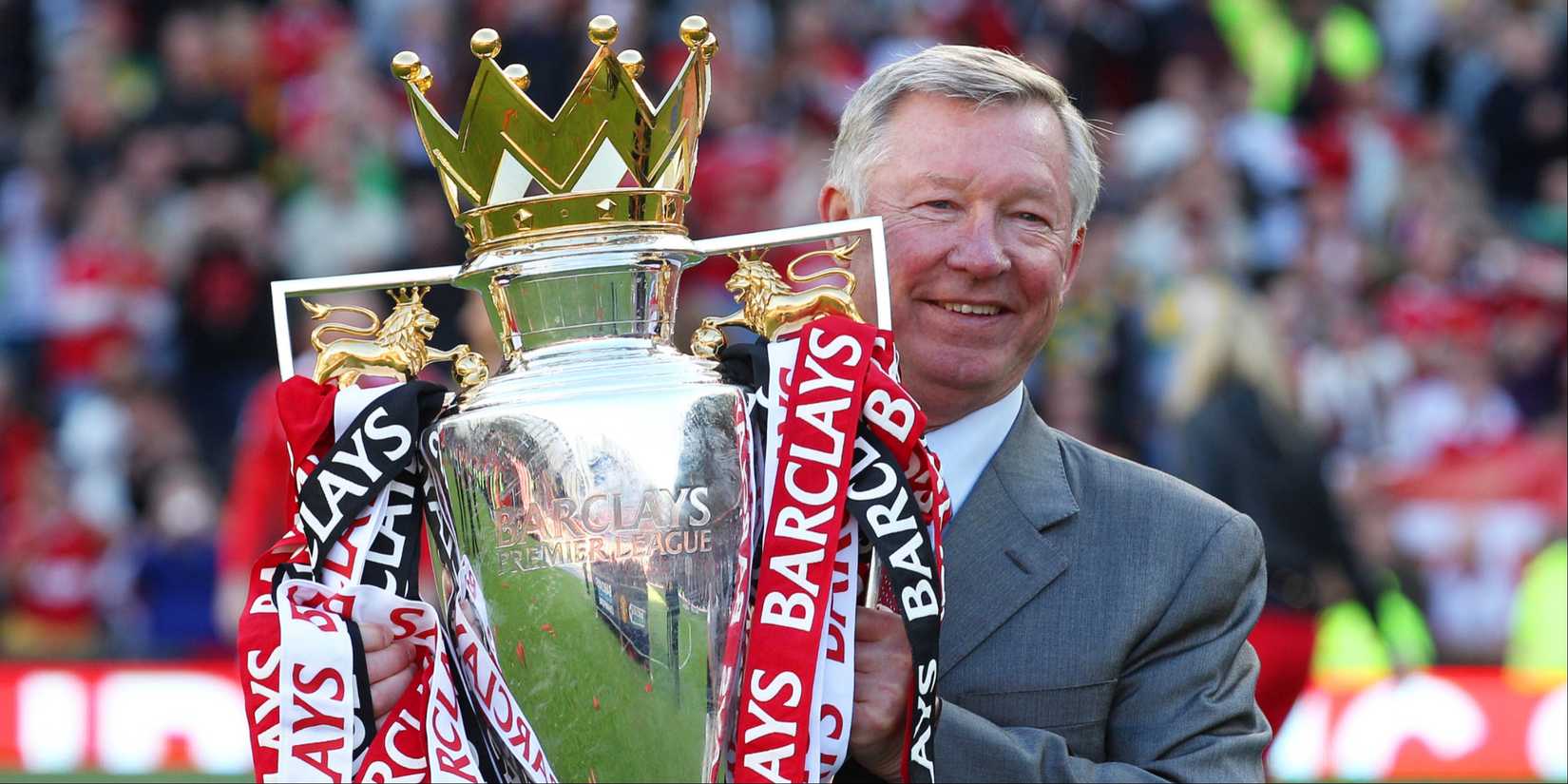 Sir Alex Ferguson with the Premier League trophy