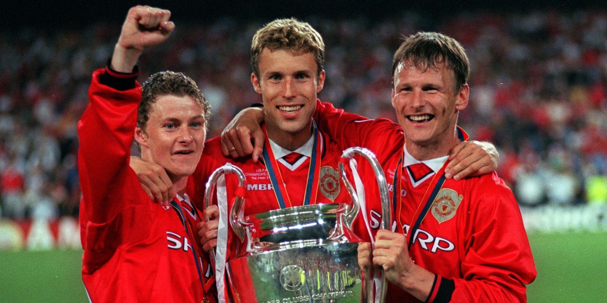 Ole Gunnar Solskjaer, Ronny Johnsen and Teddy Sheringham