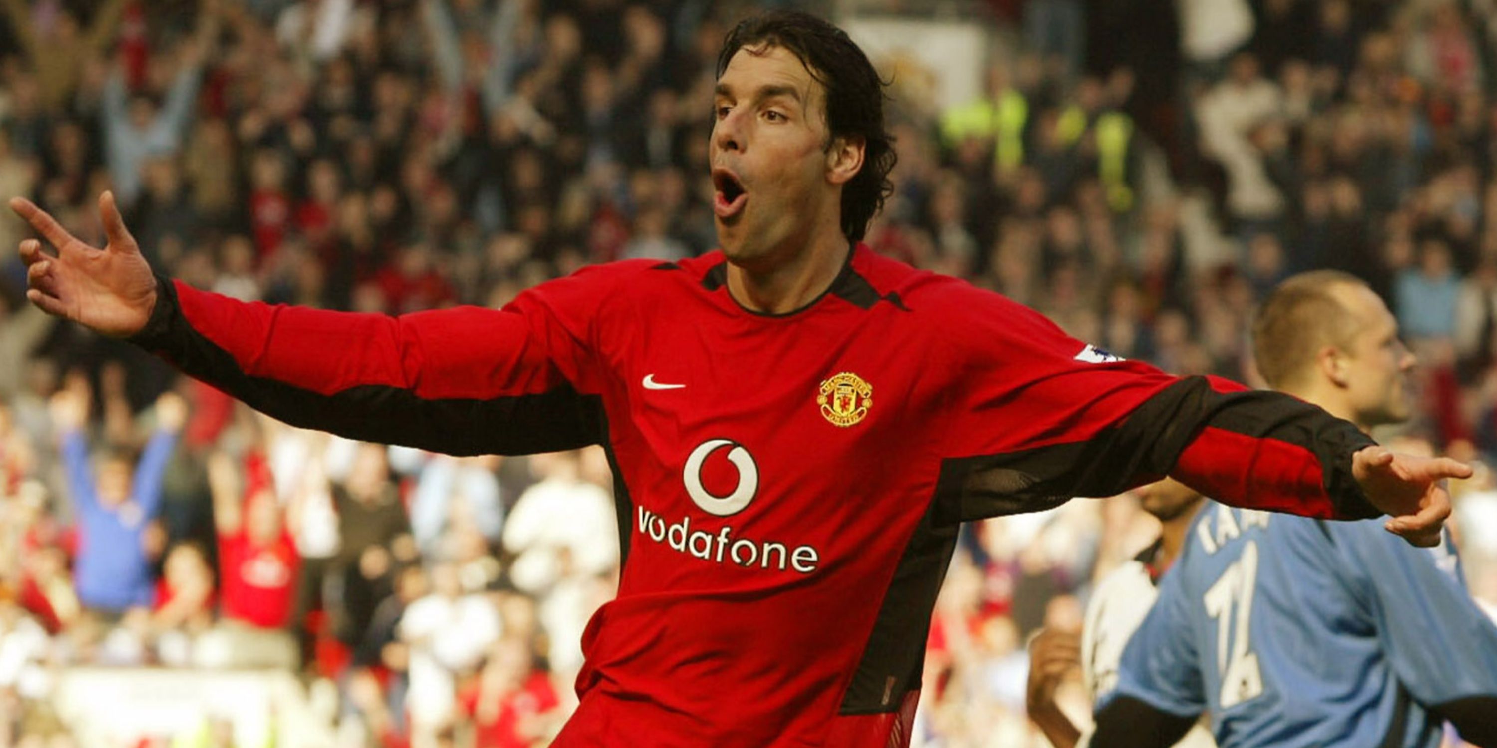 Ruud van Nistelrooy celebrates scoring for Manchester United