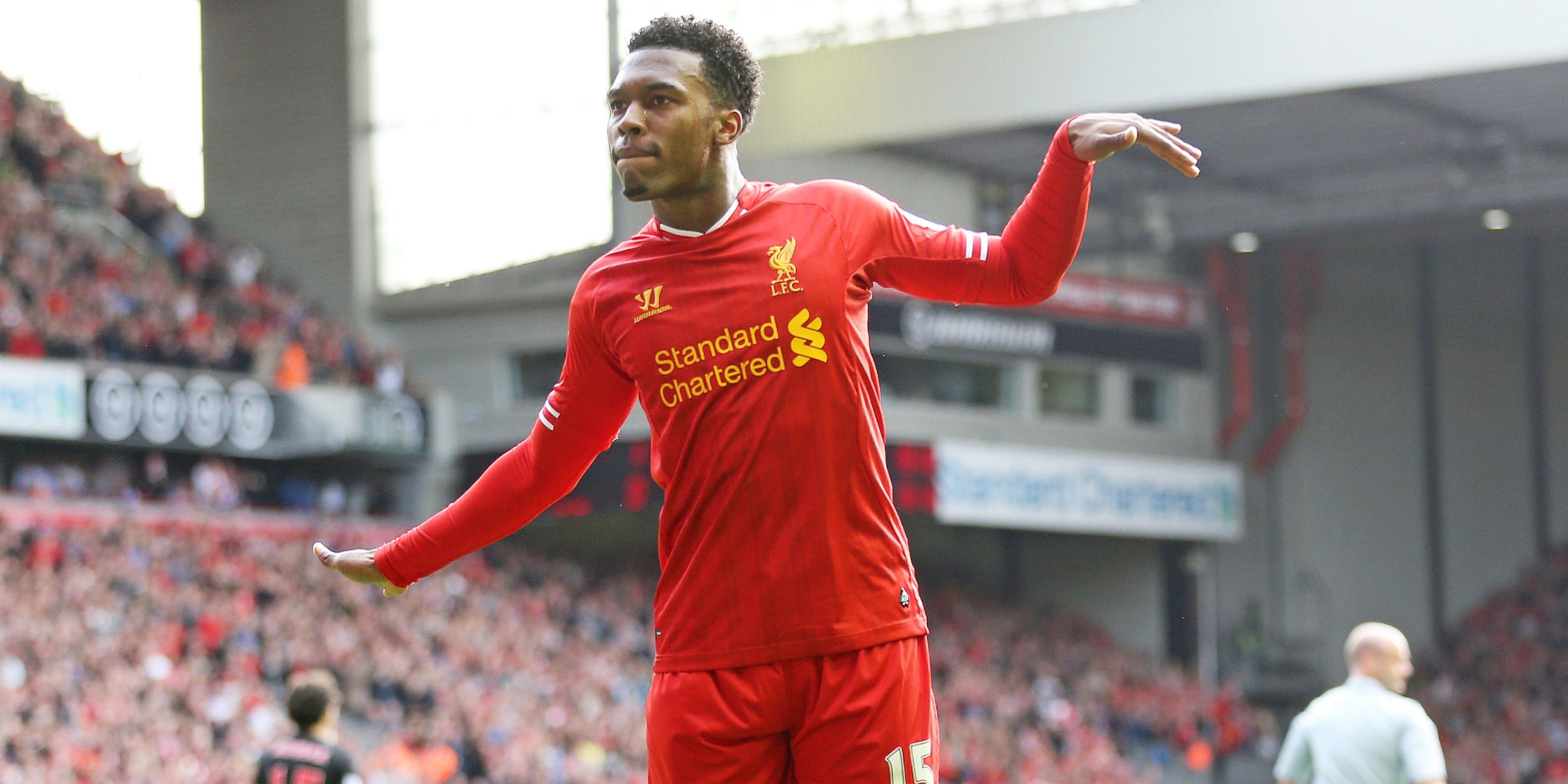 Daniel Sturridge celebrates scoring for Liverpool