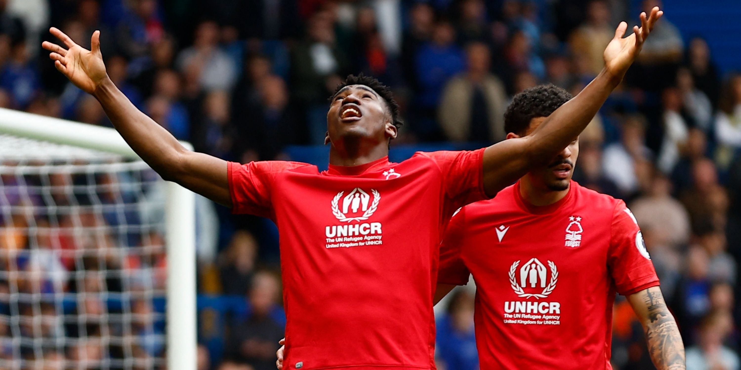 Taiwo Awoniyi celebrates scoring for Nottingham Forest