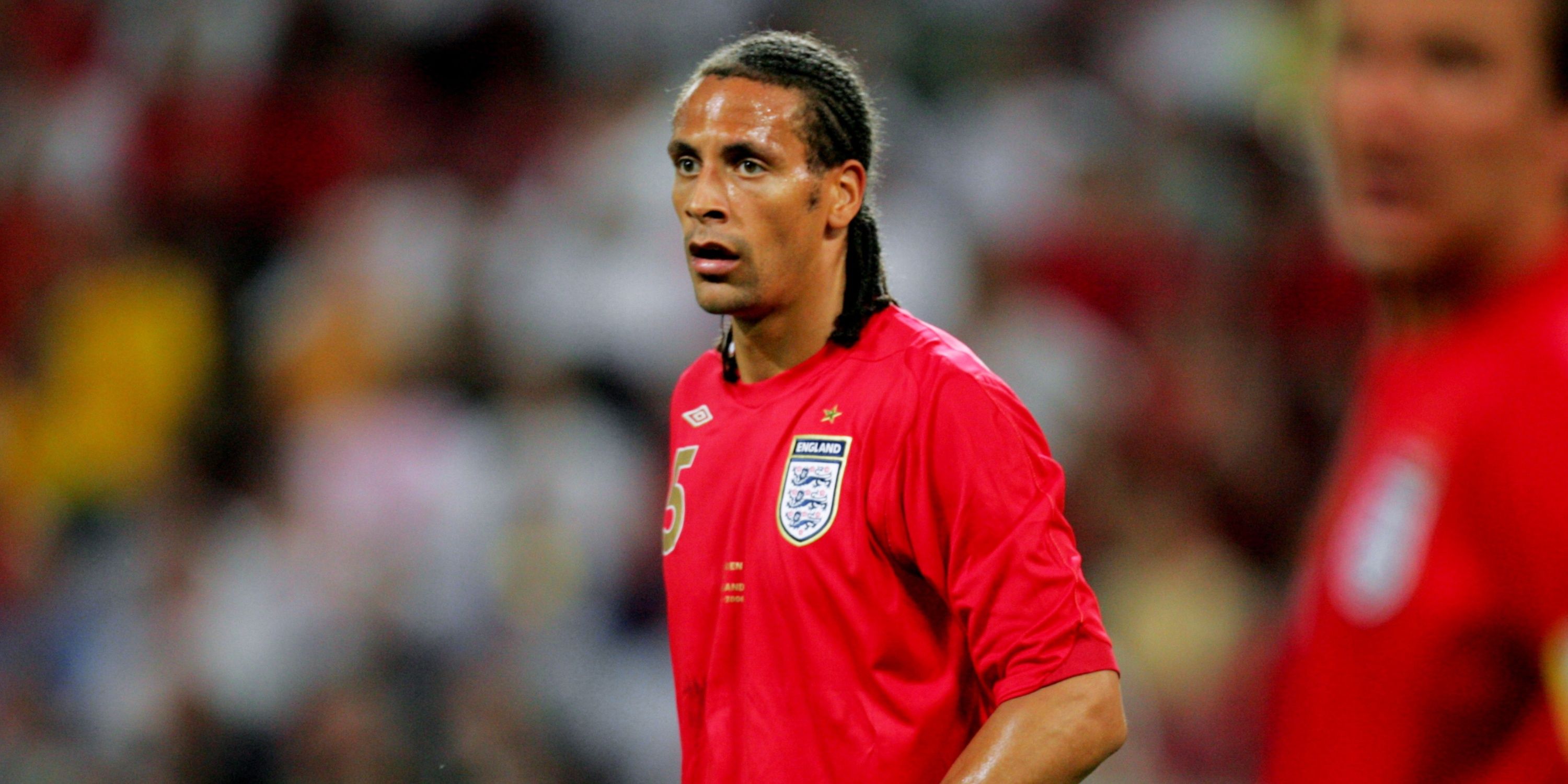Rio Ferdinand playing for England at the 2006 World Cup