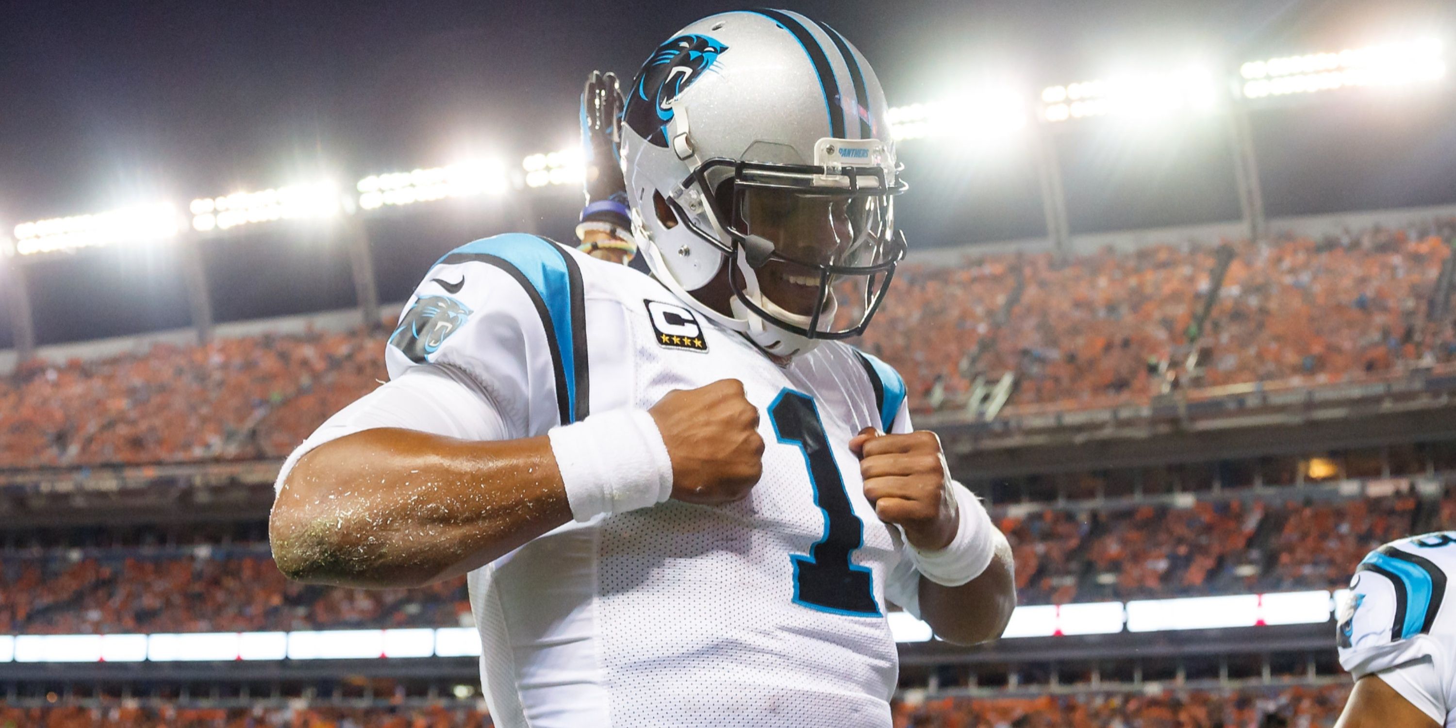 Cam Newton hits Superman celebration