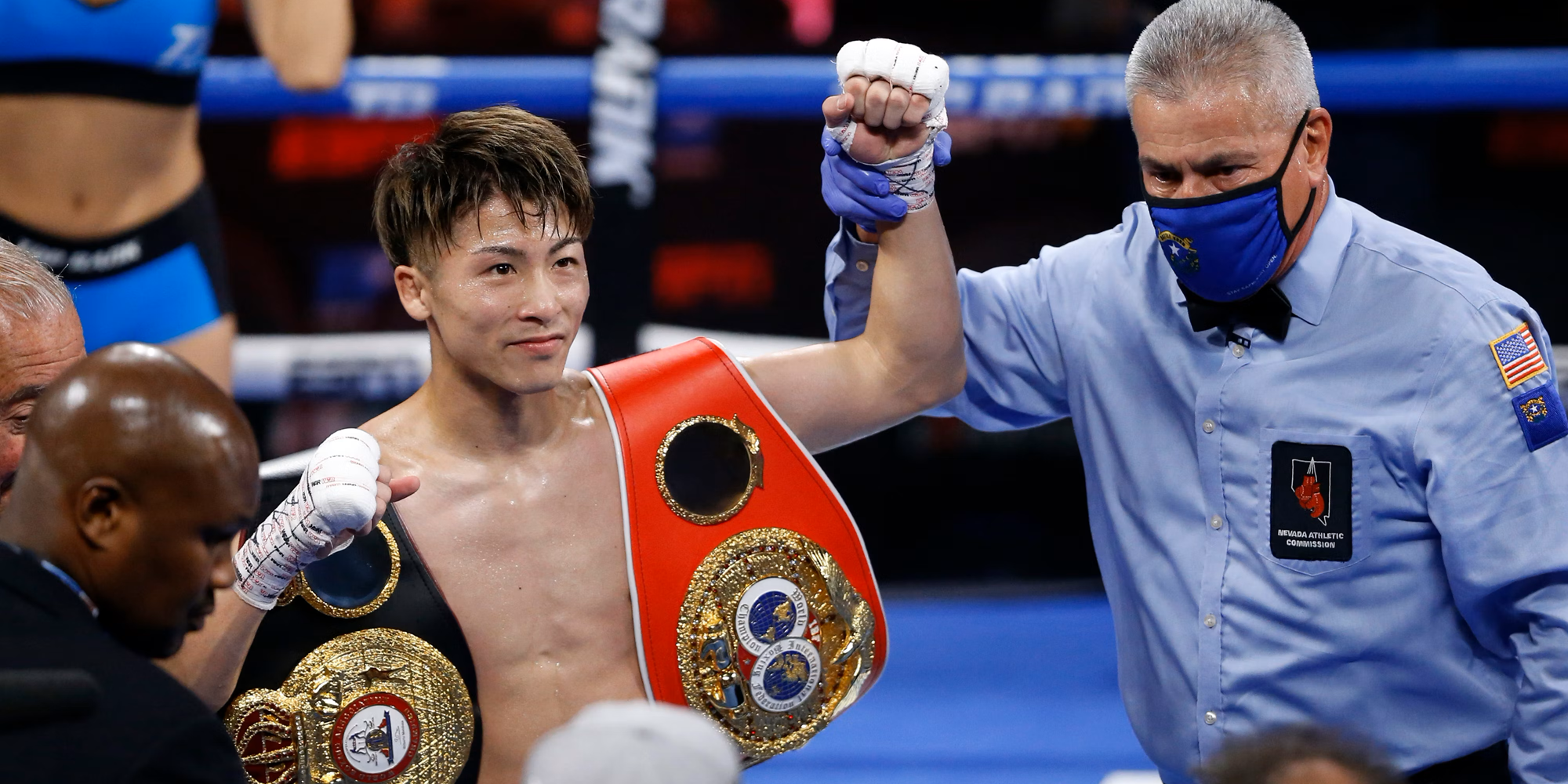 Naoya Inoue celebrates