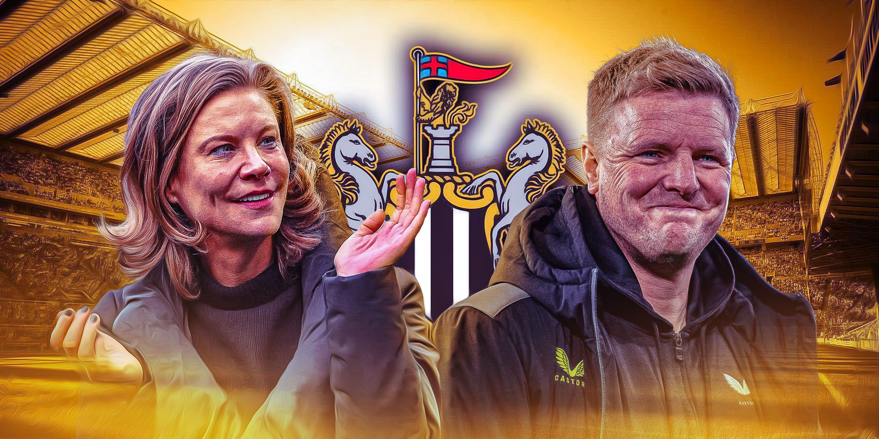 Newcastle manager Eddie Howe with co-owner Amanda Staveley