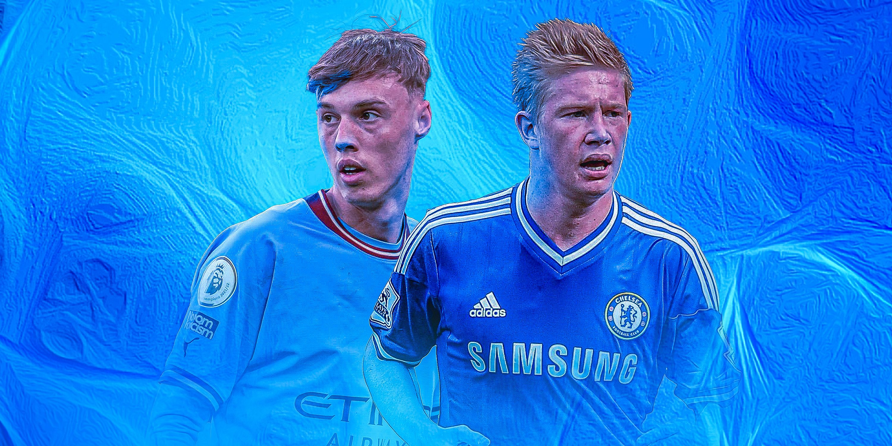 Manchester City's Cole Palmer and Chelsea's Kevin De Bruyne.