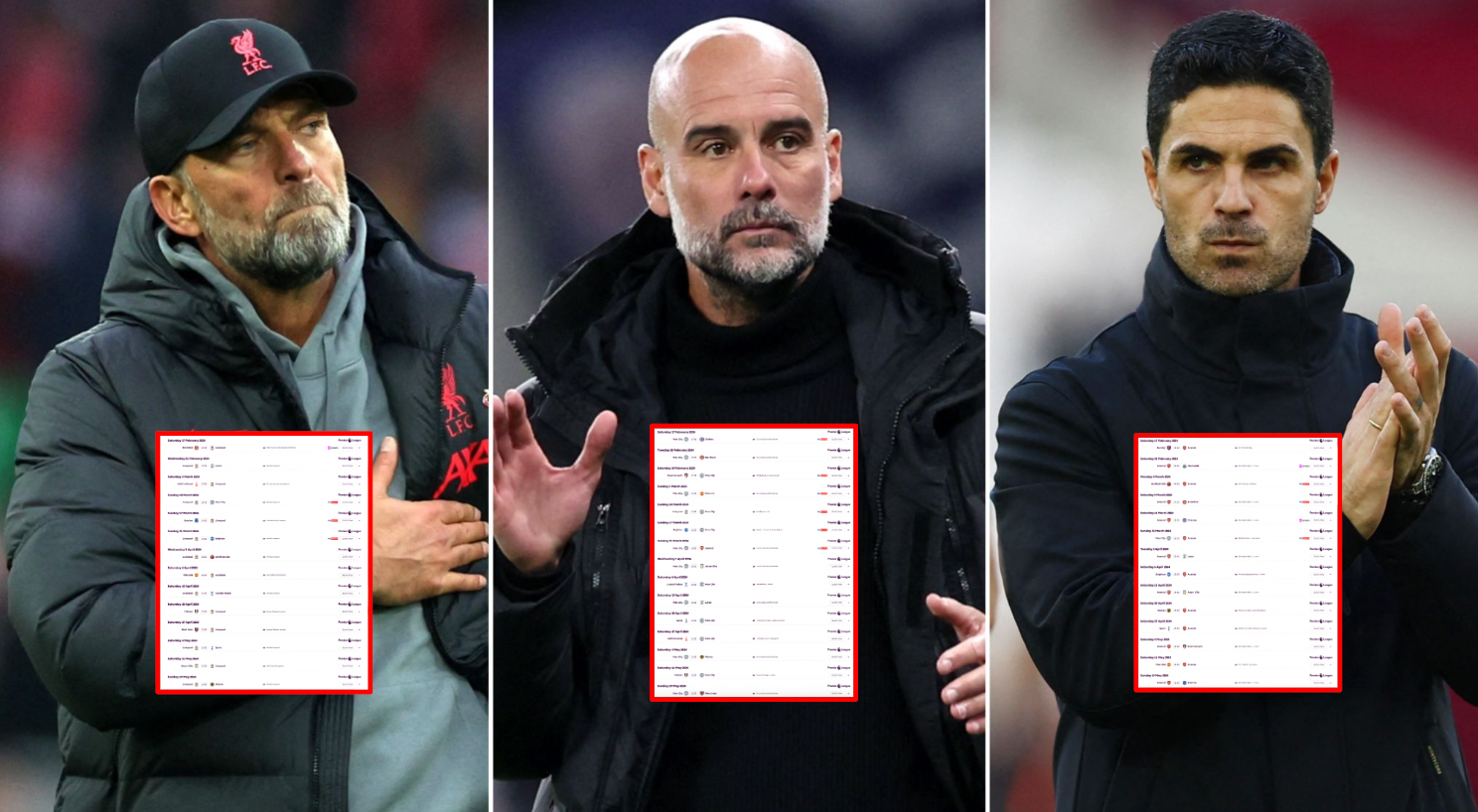 Ranking Man City, Liverpool and Arsenal’s remaining PL fixtures by how difficult they are