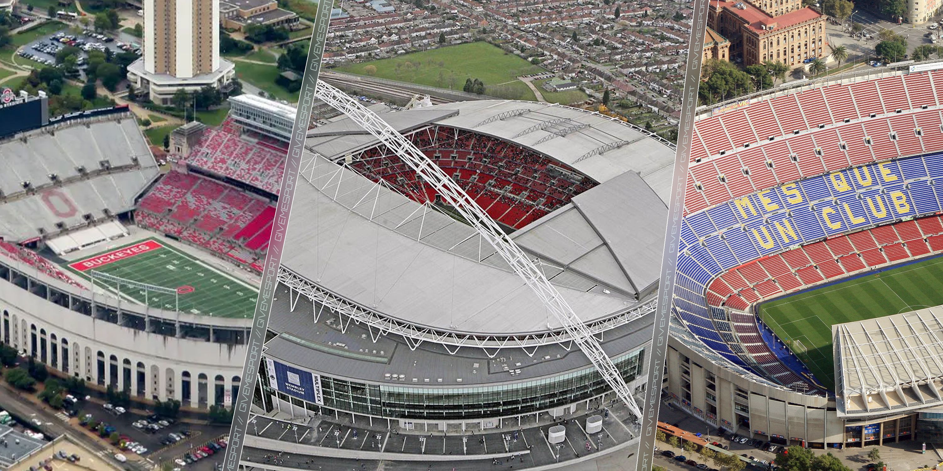 18 biggest stadiums in football featuring Ohio Stadium, Wembley Stadium and Camp Nou