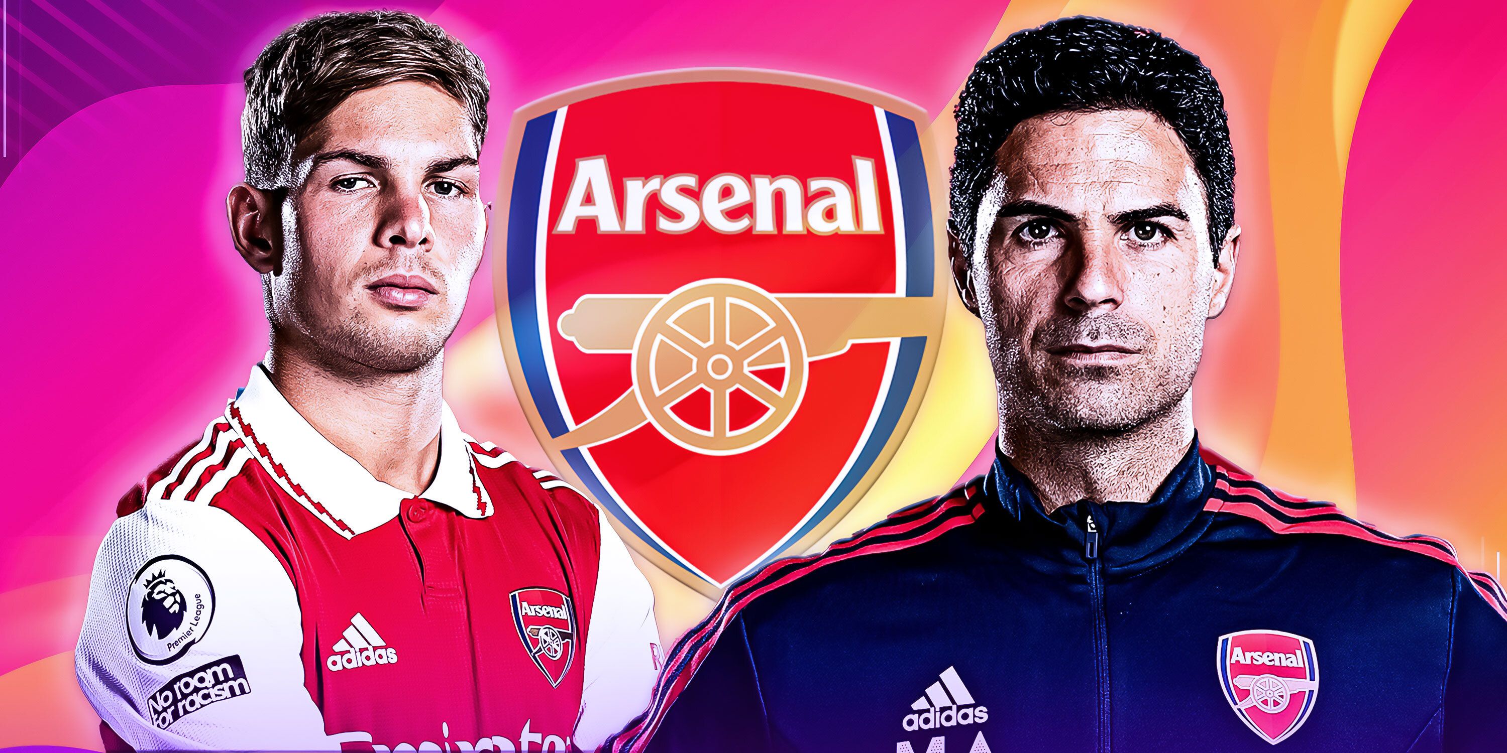 Arsenal attacking midfielder Emile Smith Rowe and manager Mikel Arteta