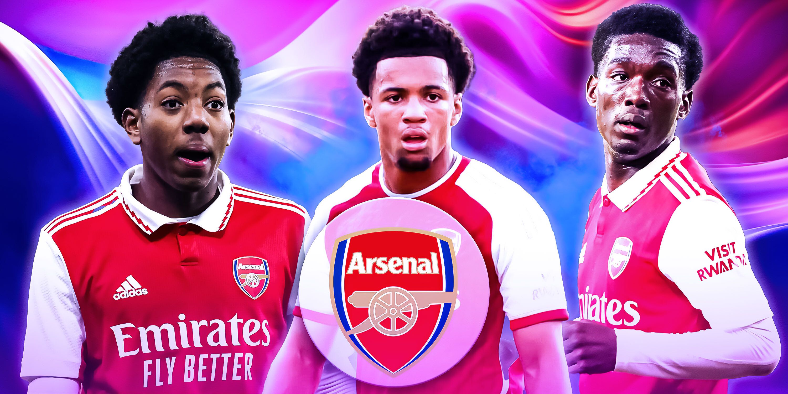 Arsenal's Ethan Nwaneri, Amario Cozier-Duberry, and Myles Lewis-Skelly