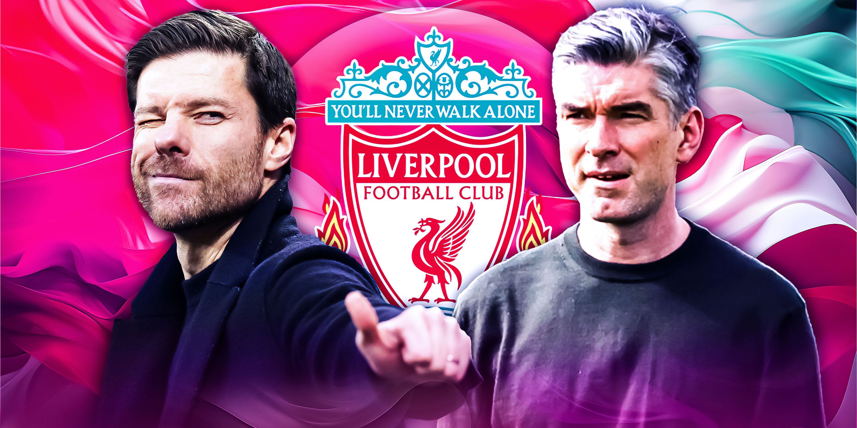 Bayer Leverkusen manager Xabi Alonso and Liverpool sporting director Richard Hughes