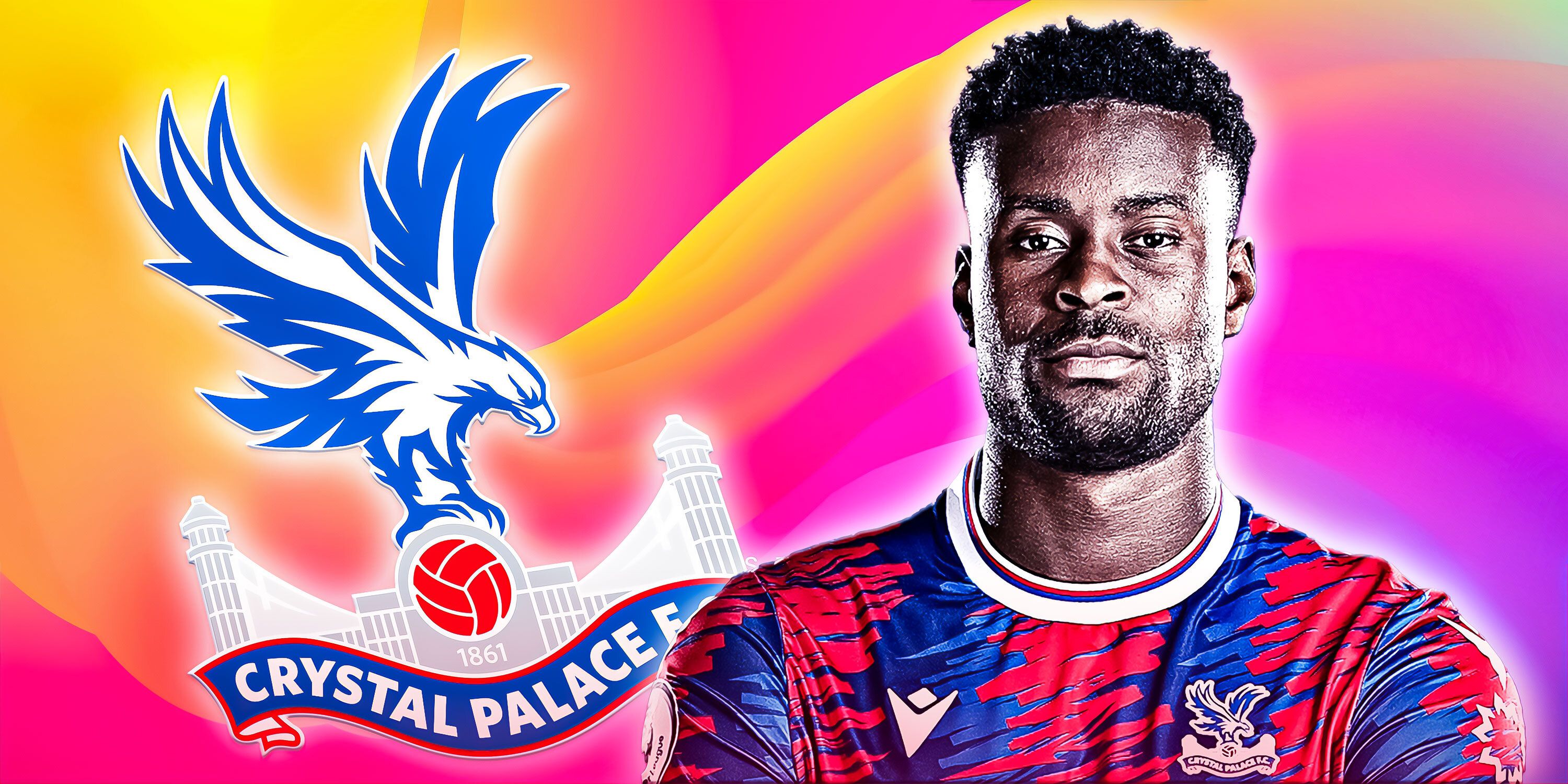 Crystal Palace defender Marc Guehi and the Eagles' badge