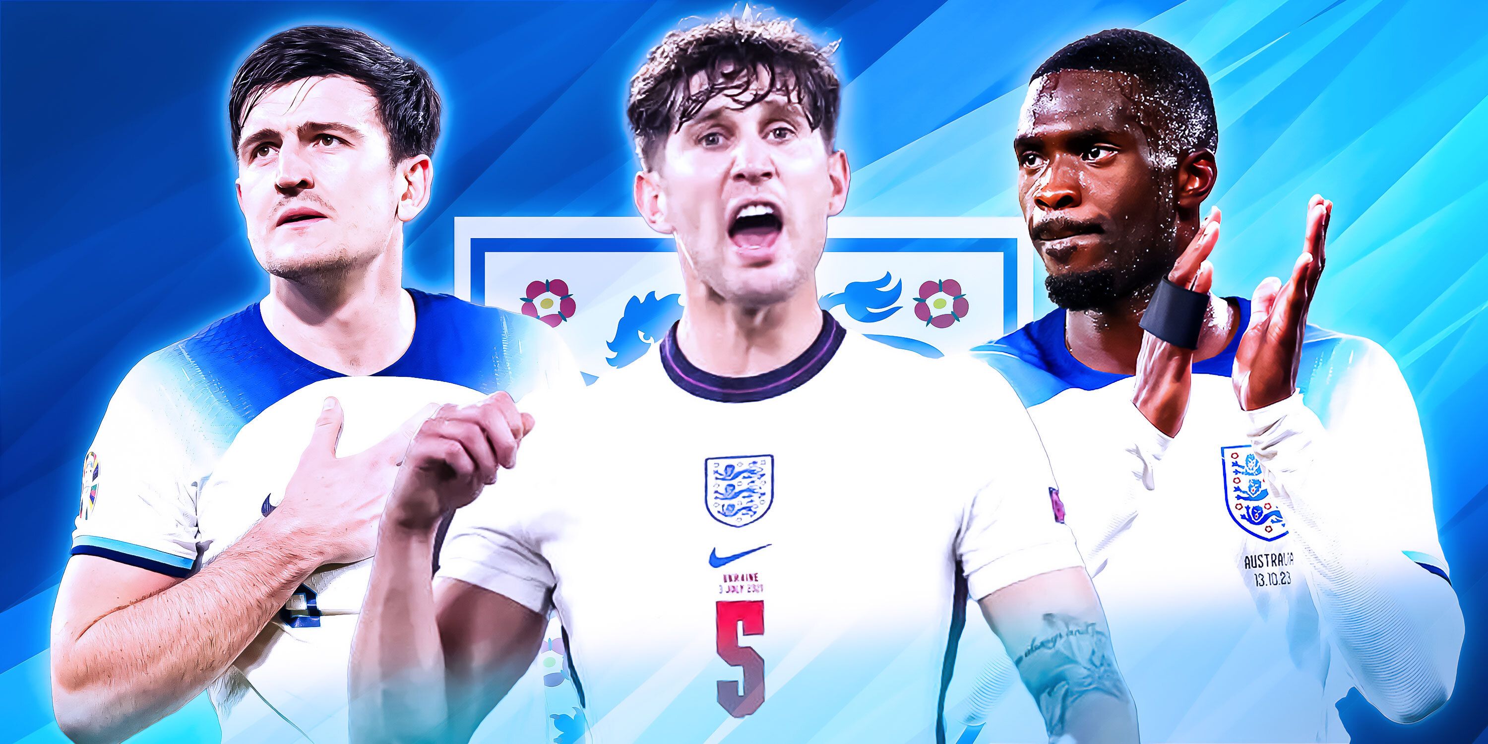 Harry Maguire, John Stones, and Fikayo Tomori.