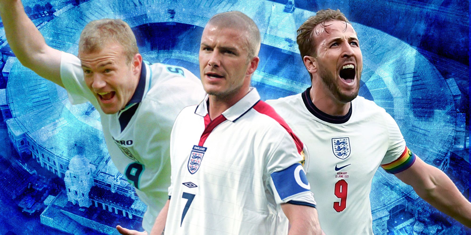 Alan Shearer, David Beckham and Harry Kane for England.