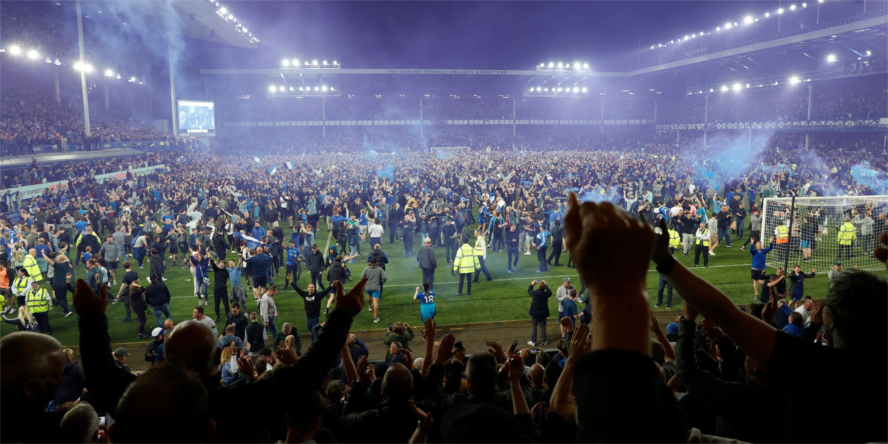 Everton fans invade the pitch at Goodison Park