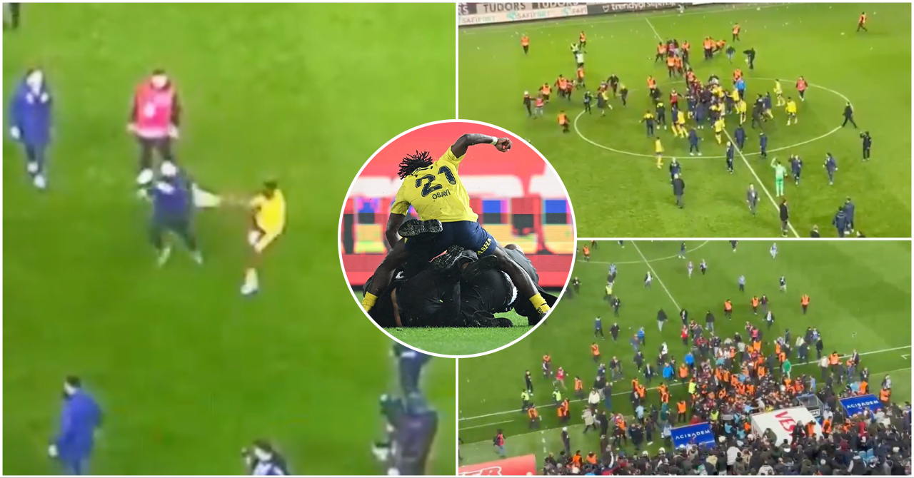 Fenerbahce Players Fight Trabzonspor Fans After Pitch Invasion