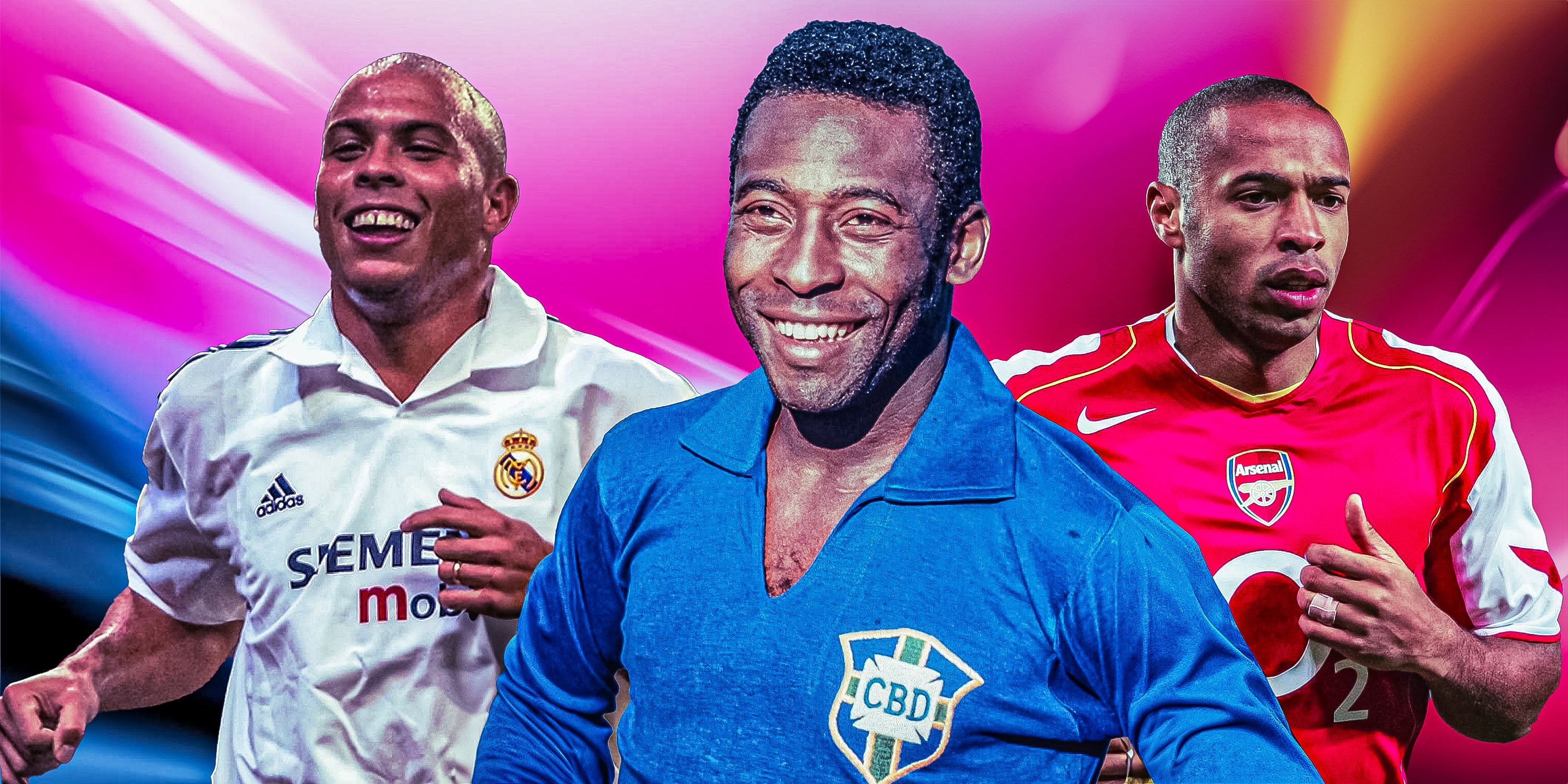 Greatest Strikers of all-time in football featuring Ronaldo, Pele and Thierry Henry