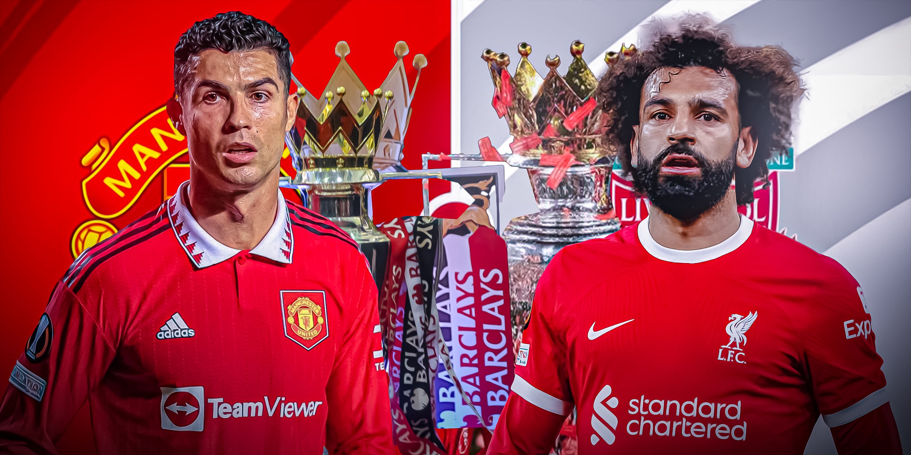 Manchester United's Cristiano Ronaldo and Liverpool's Mohamed Salah.