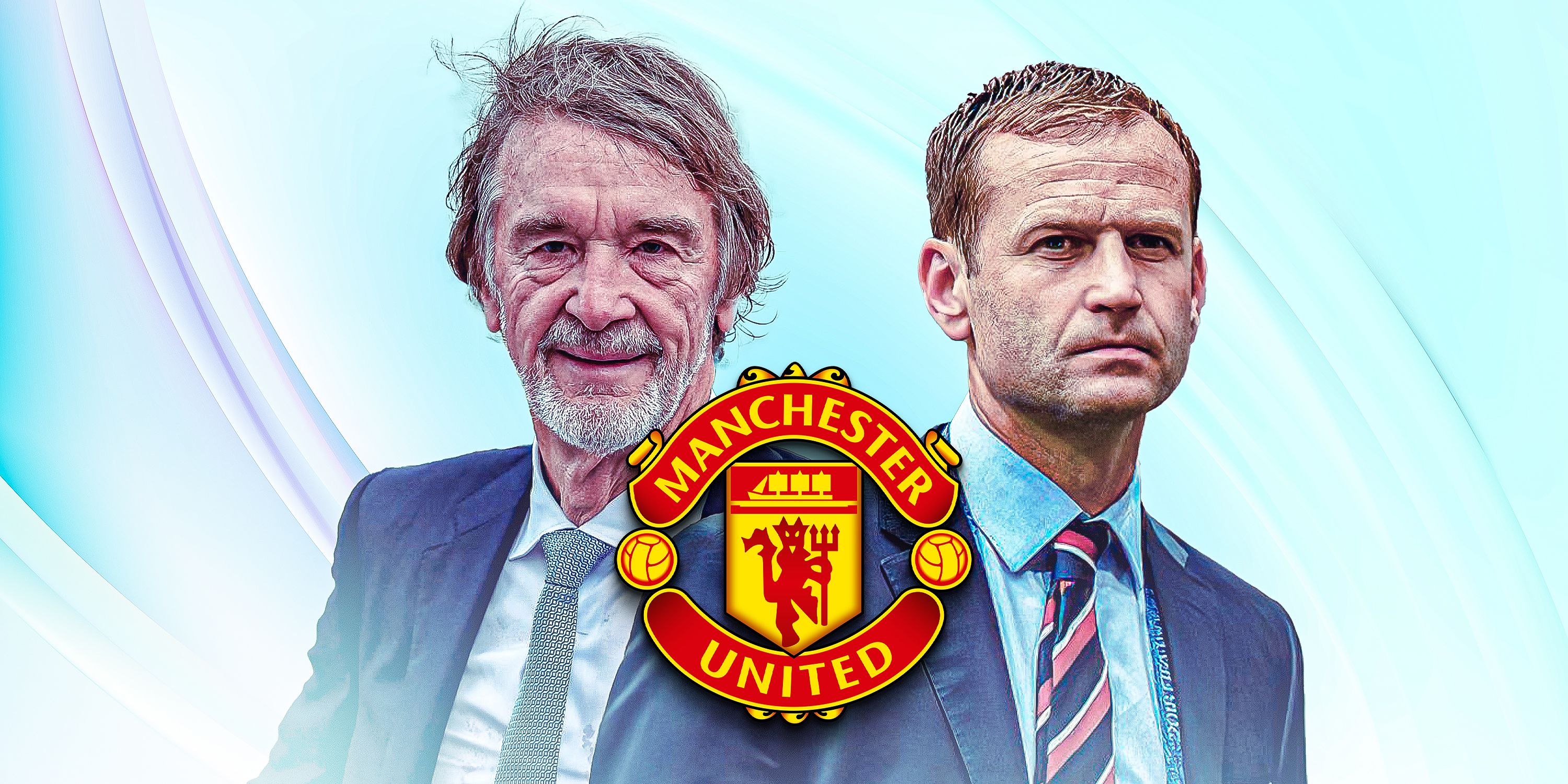Manchester United co-owner Sir Jim Ratcliffe and Newcastle United sporting director Dan Ashworth watching on