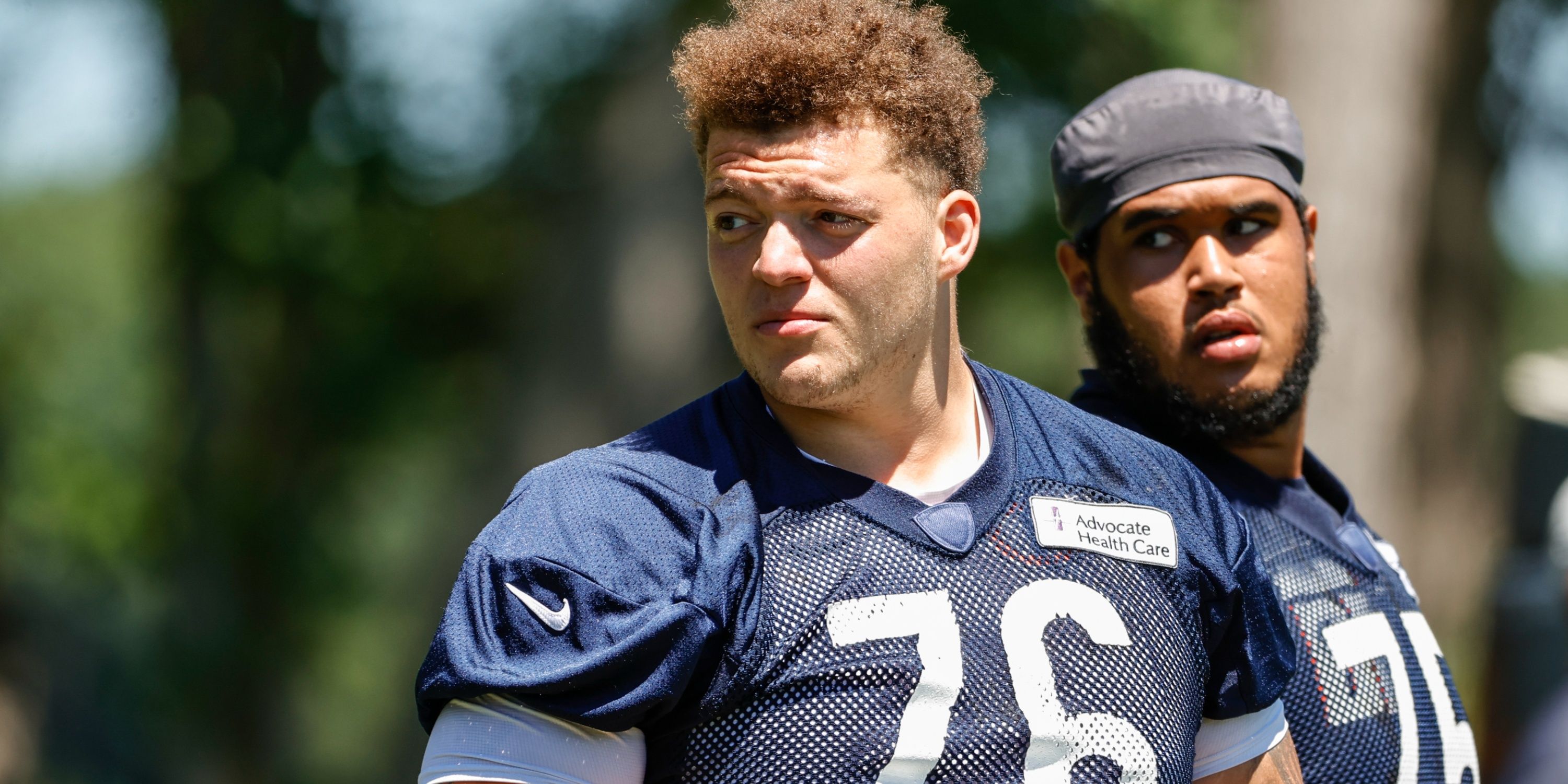 Chicago Bears guard Teven Jenkins at practice 