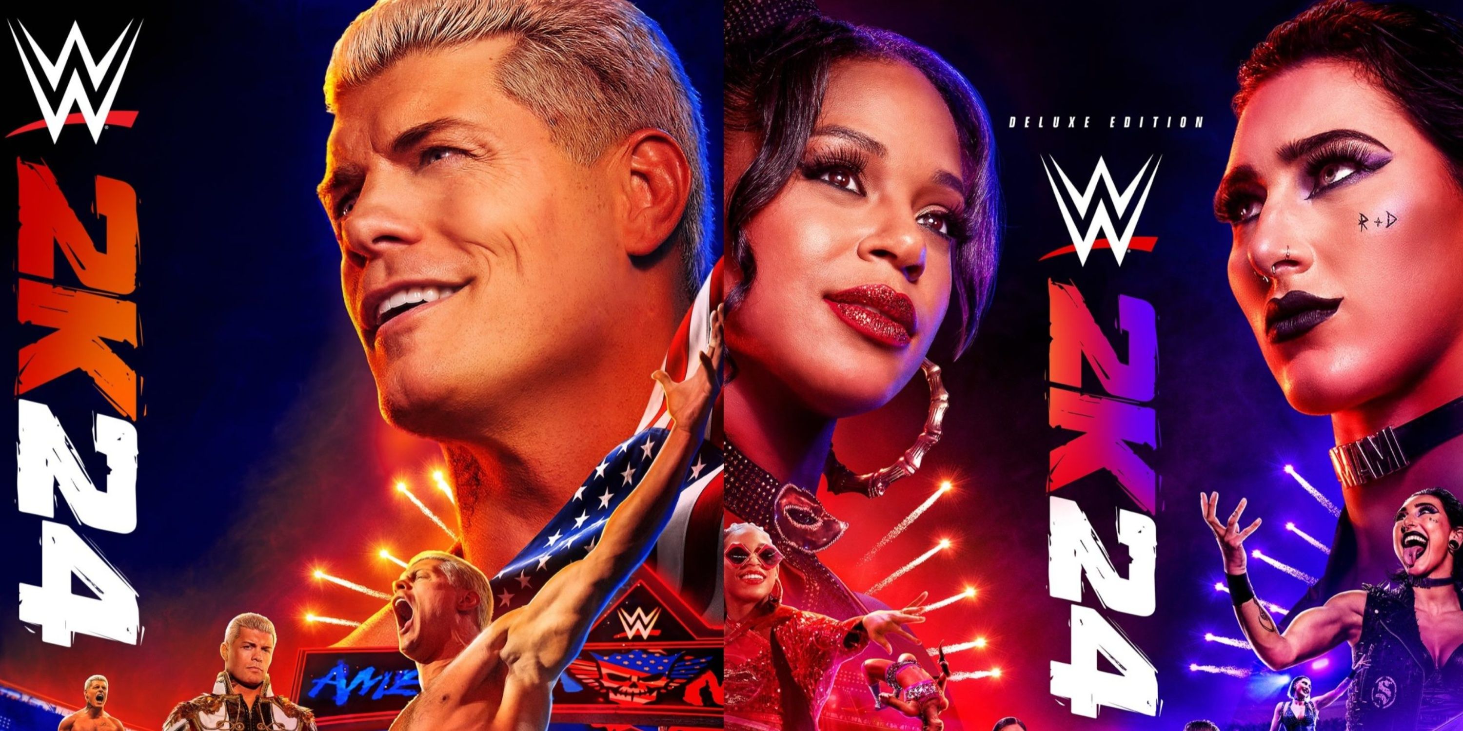 WWE 2K24 covers featuring Cody Rhodes, Bianca Belair and Rhea Ripley